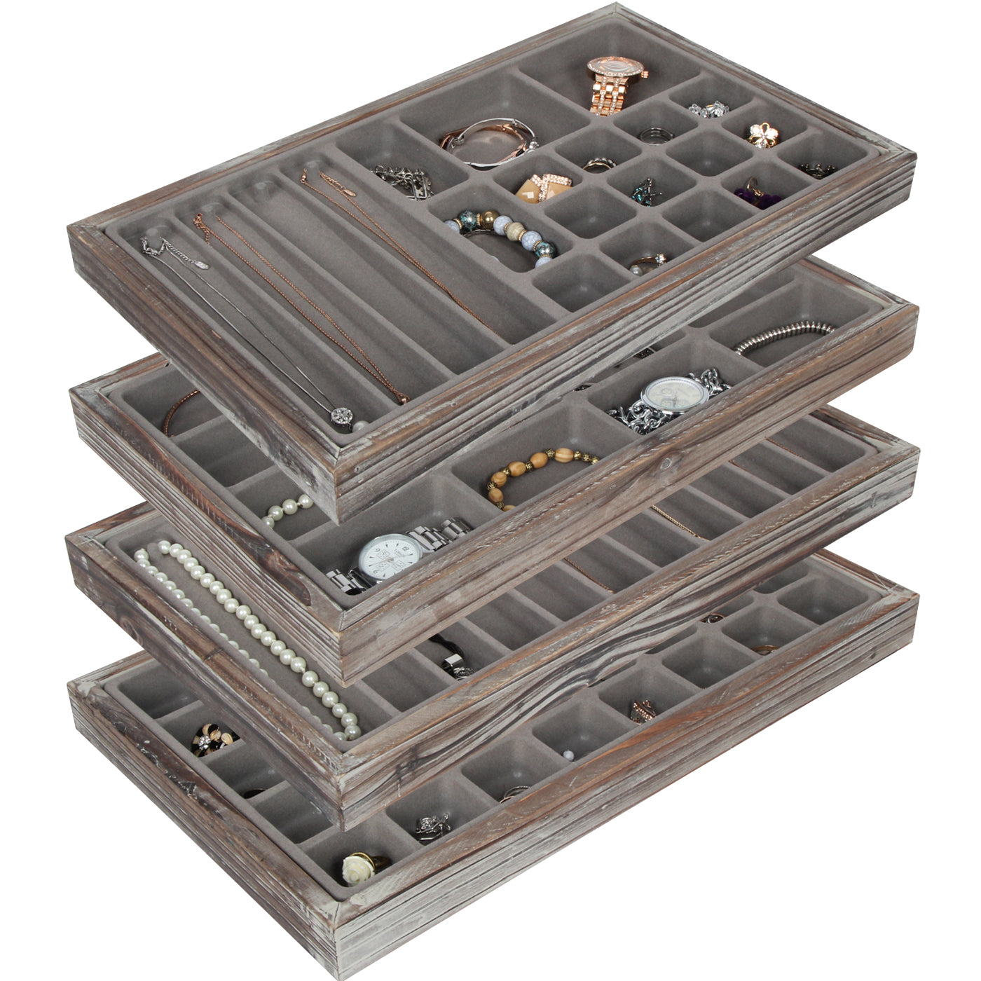 Jackcube Design Makeup & Jewelry Set 4 Vassoi Portagioielli Legno
