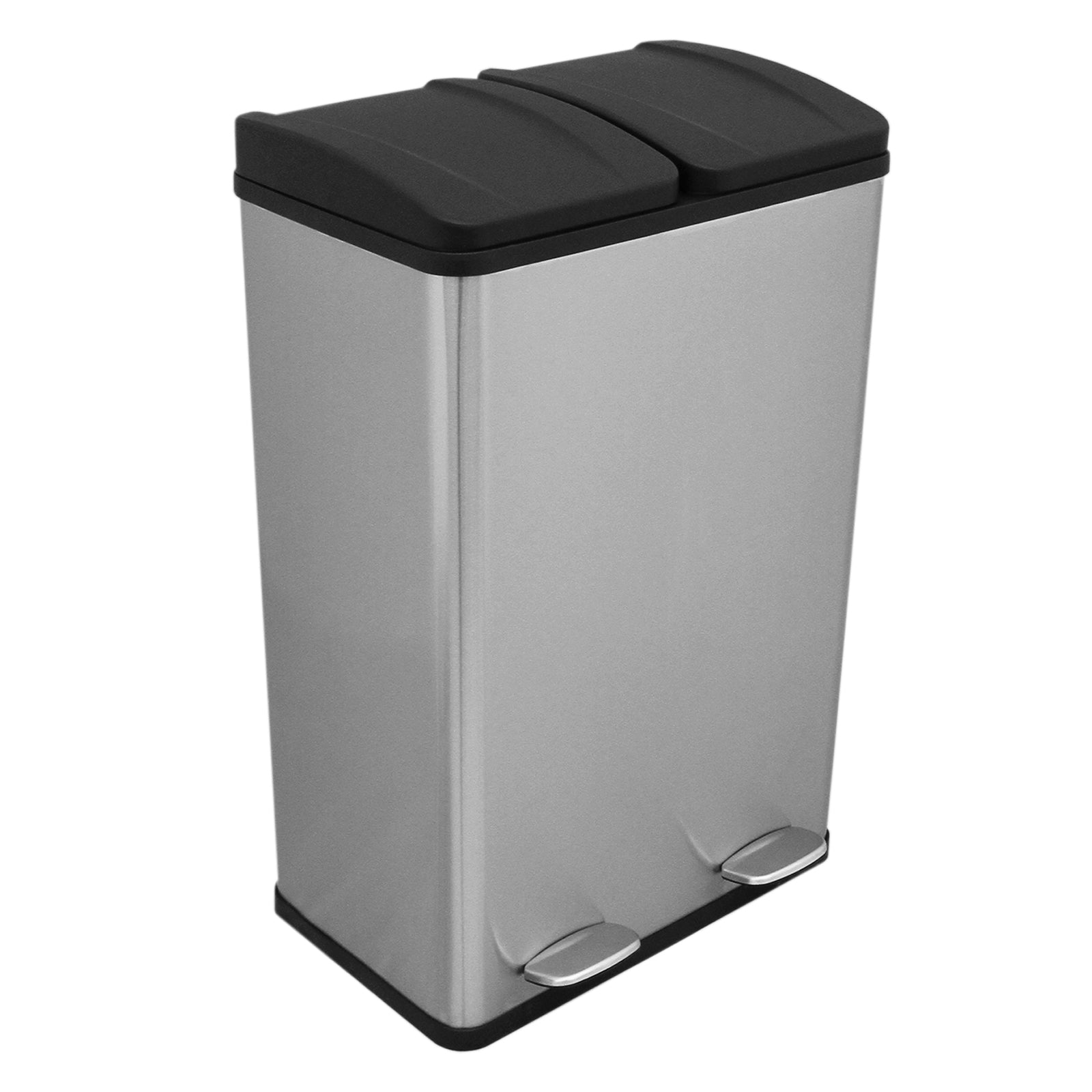 Q-Rax Deposito all'Aperto Pattumiera 60L Acciaio 2x30L Pedale