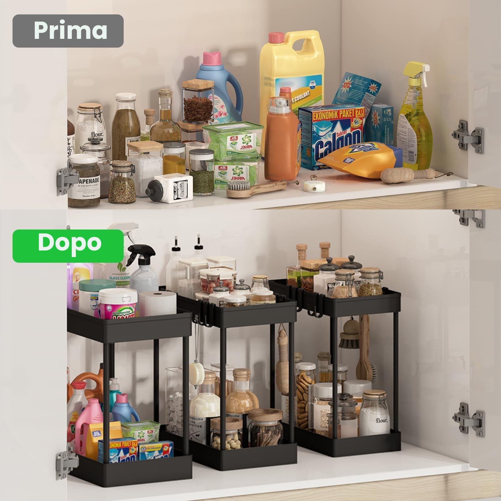 Meltrck Organizer Sottolavello 2 Livelli Nero Estraibile con Ganci