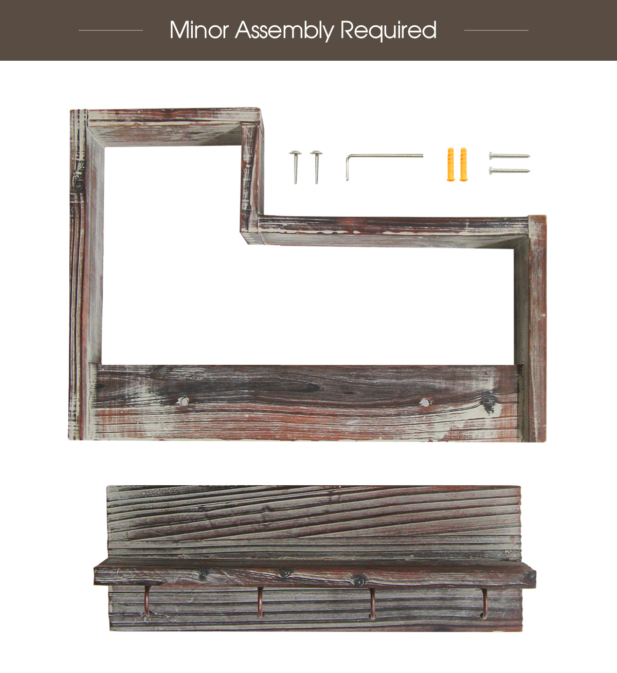 Jackcube Design Entryway mensola appendichiavi 4 ganci legno
