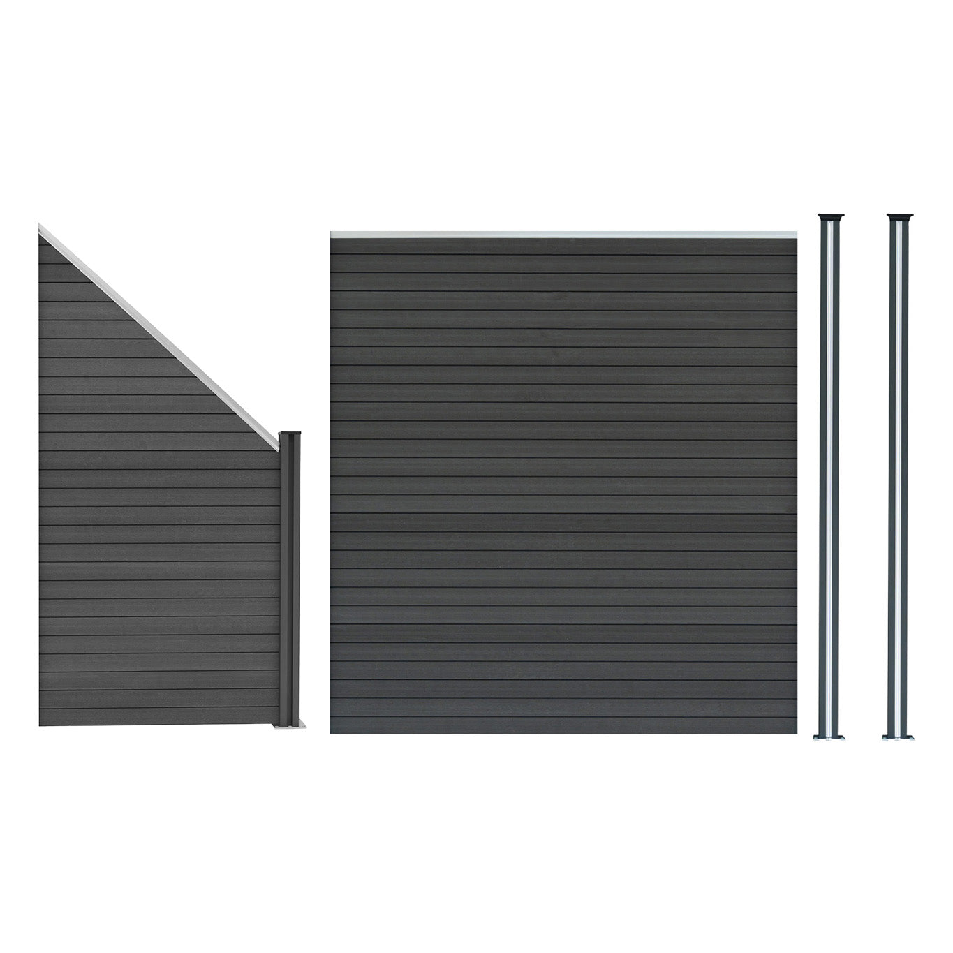 Q-Rax Recinzione Pannelli WPC Grigio con Pali LED Angolo