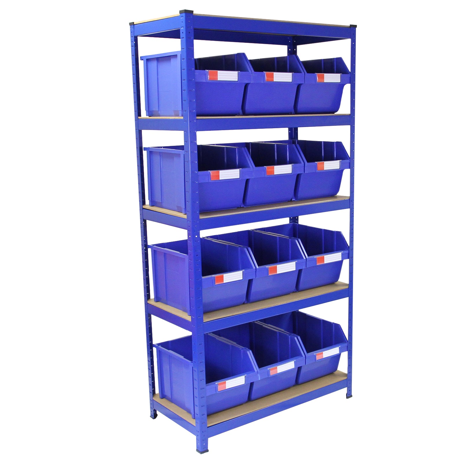 Q-Rax T-Rax Scaffale Acciaio 90 cm con 12 Contenitori Blu