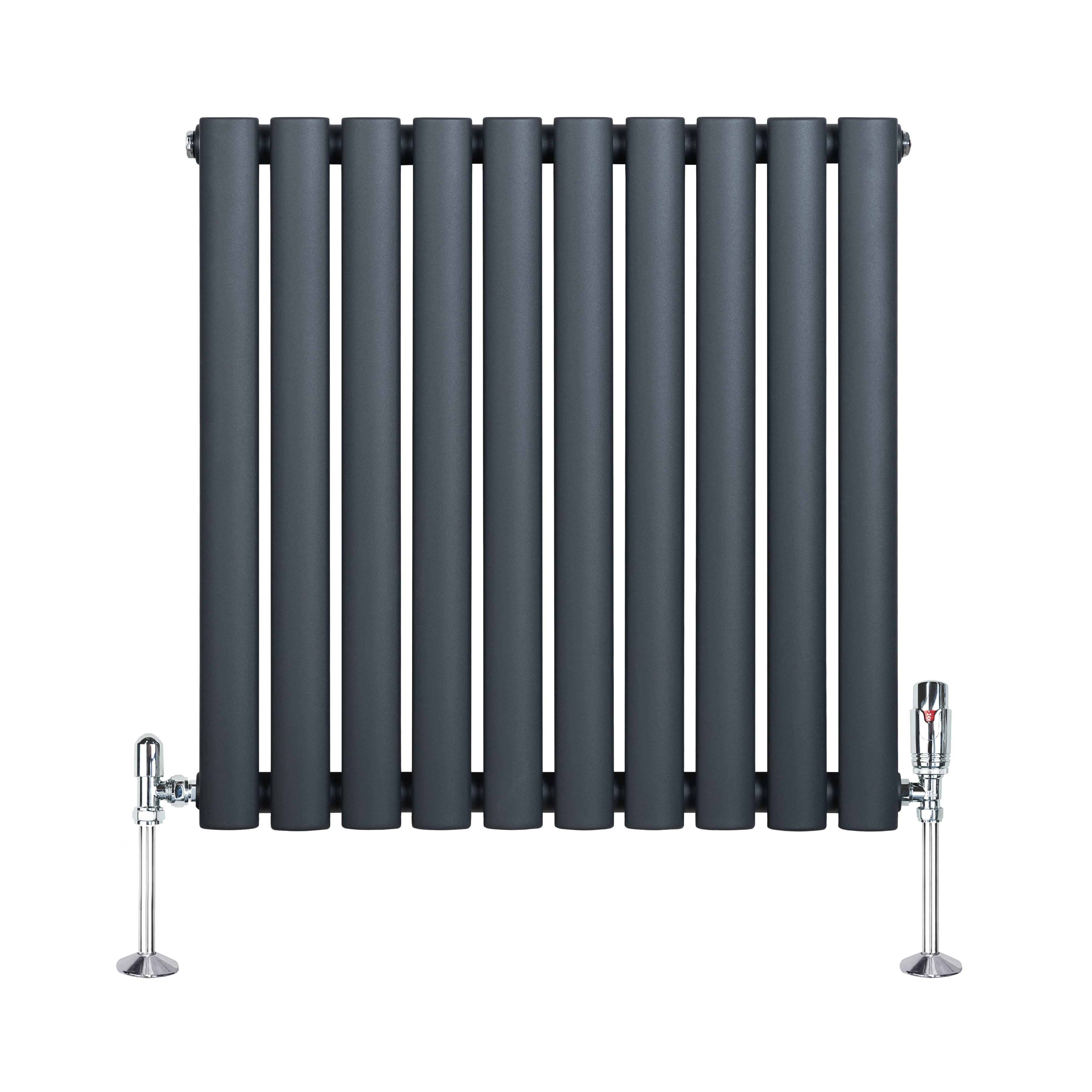 Q-Rax Radiatore Ovale 600x600 Antracite con Valvole