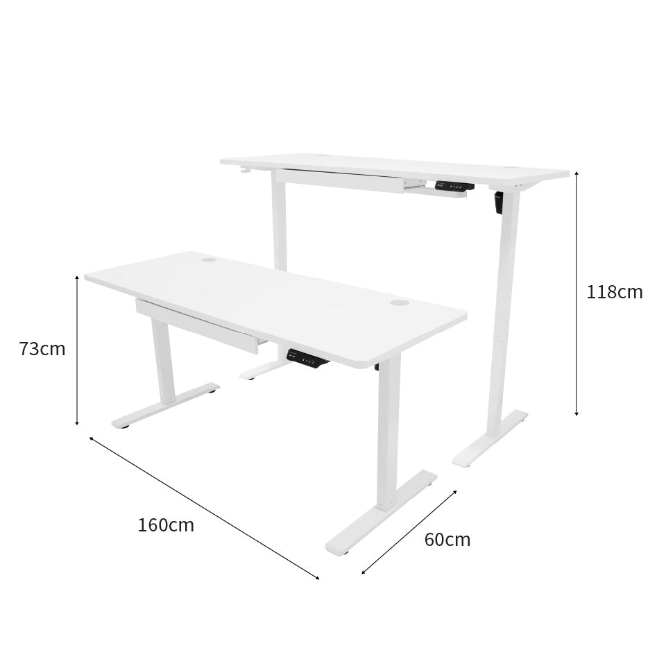 Q-Rax Scrivania Elettrica 160x60 Tavolo Bianco con Cassetto USB