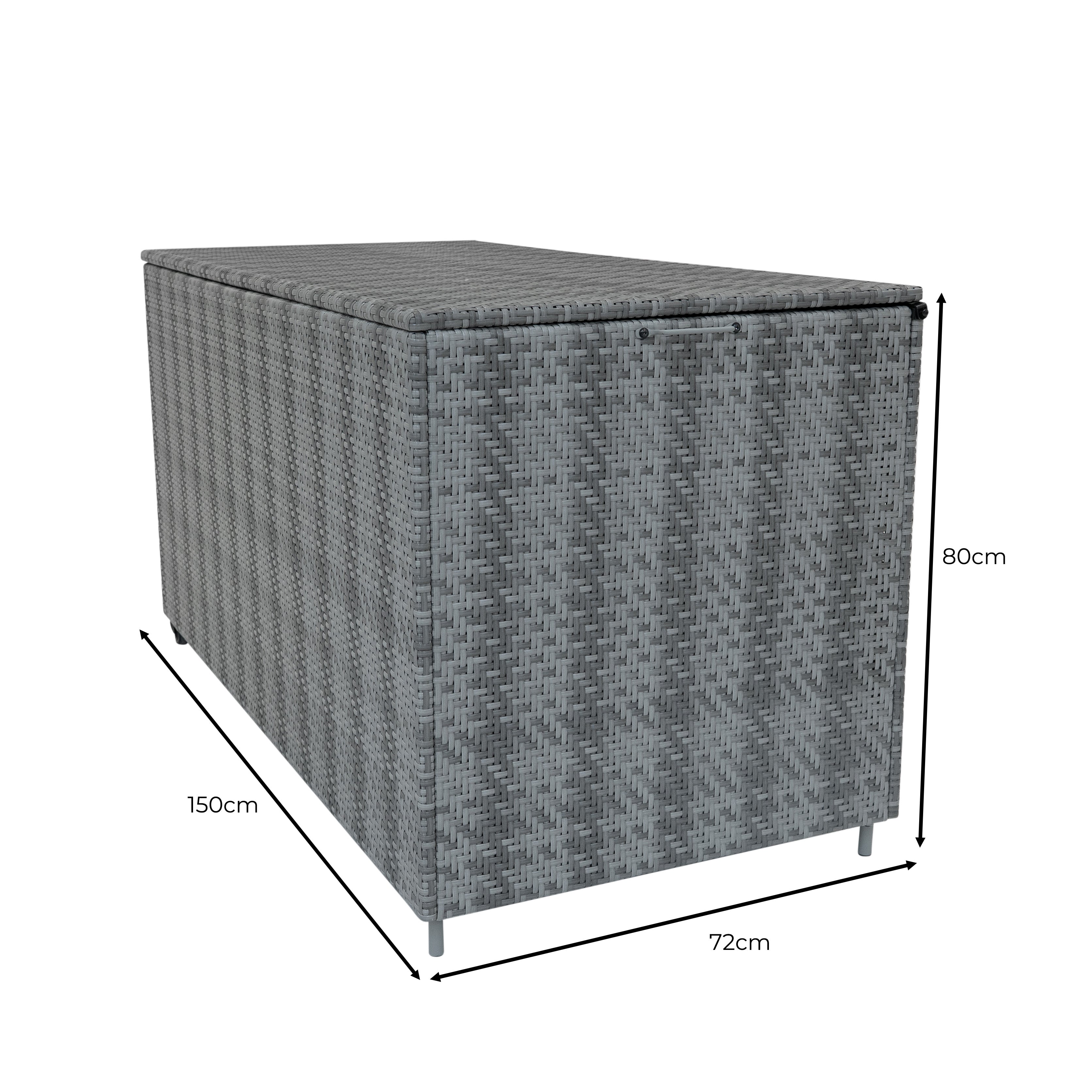 Q-Rax Set Divani Rattan 7 Pezzi Grigio con Baule 700L
