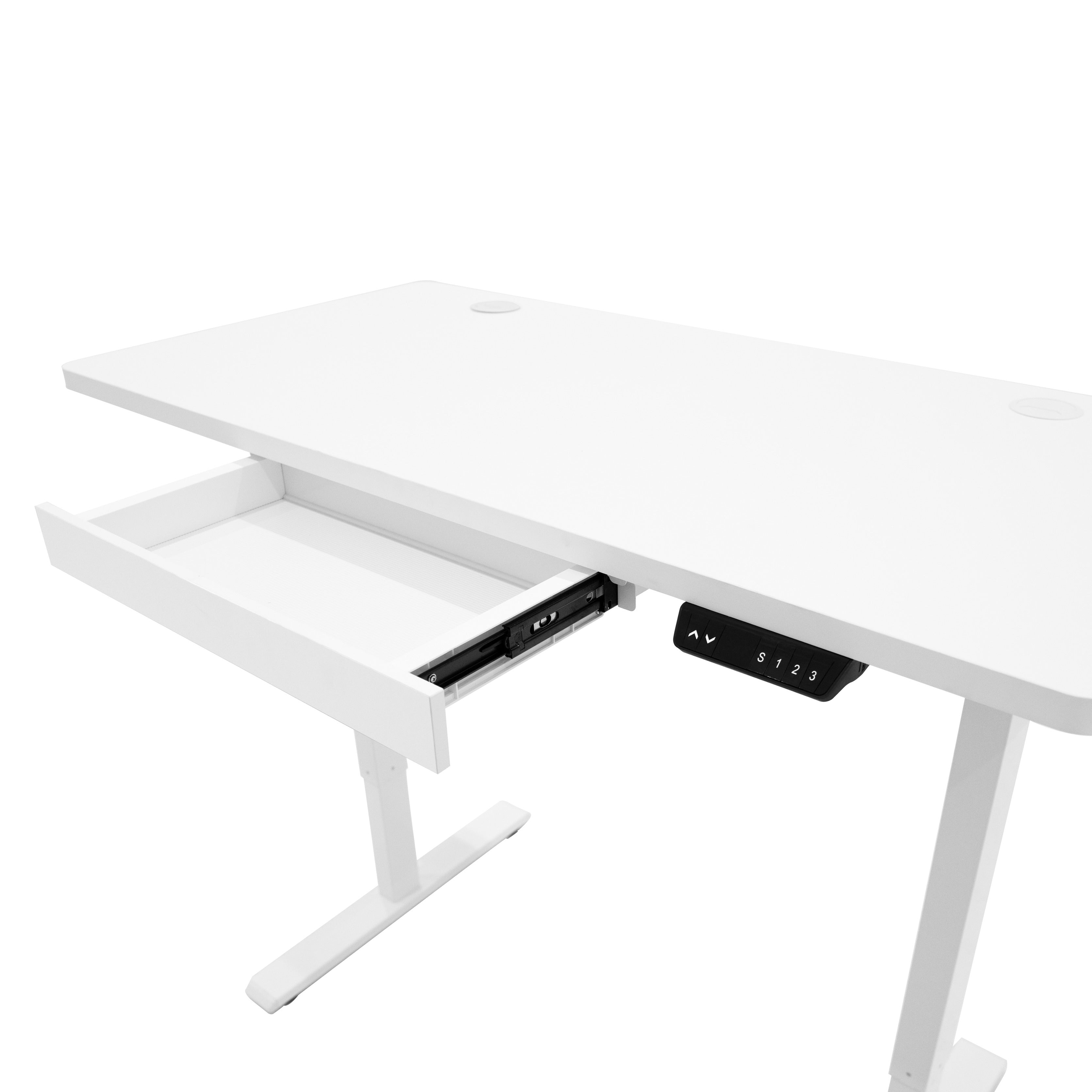 Q-Rax Scrivania Elettrica Regolabile 120x60 Bianca con Cassetto