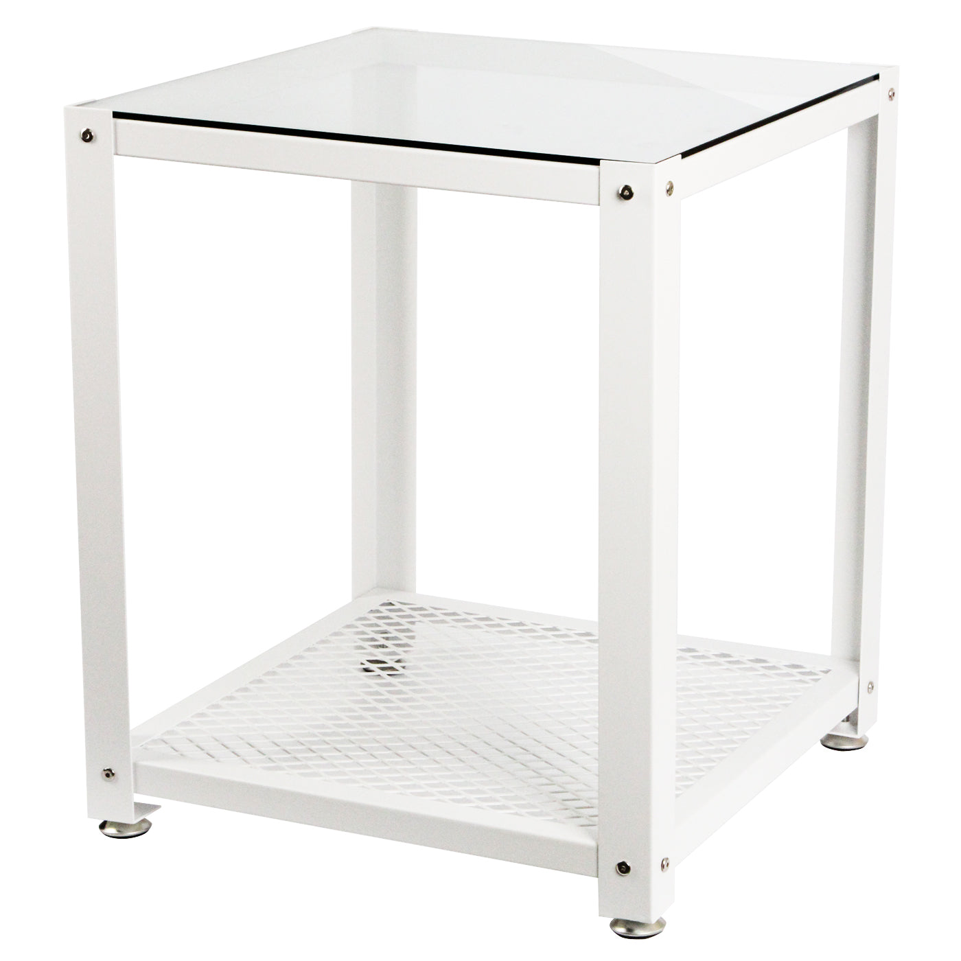 Jackcube Design Living Room Tavolino Quadrato Bianco Vetro 2 Ripiani