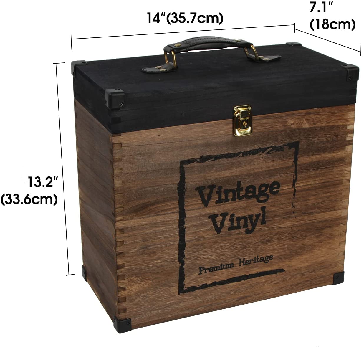 Jackcube Design Living Room Box Vinili Legno Vintage con Coperchio