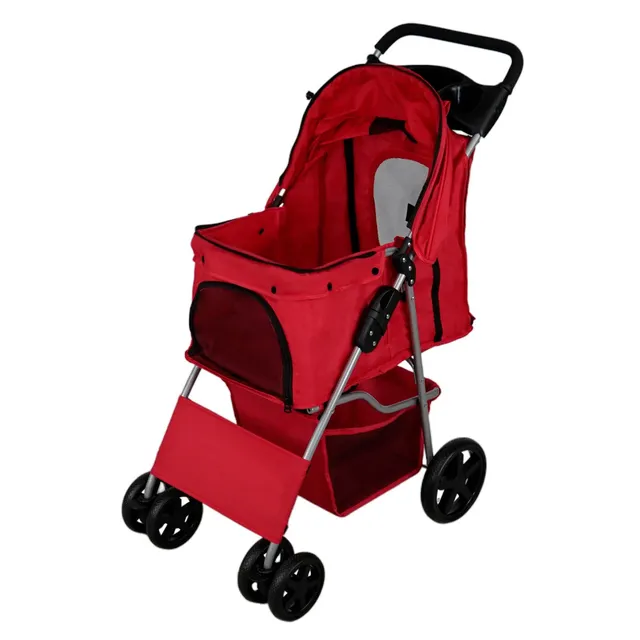 Q-Rax Passeggino Animali Domestici rosso con parapioggia 15 kg