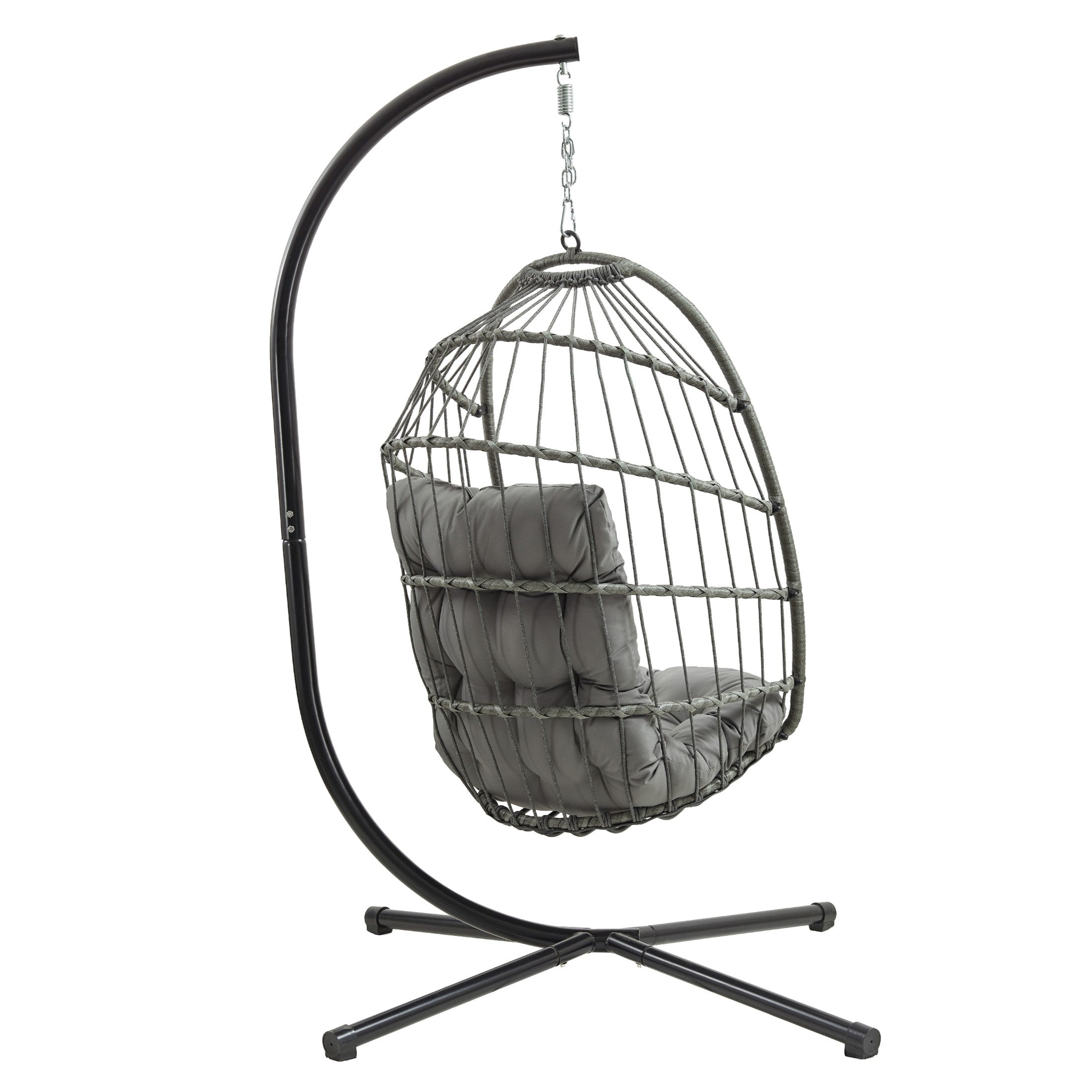 Q-Rax Poltrona Sospesa Uovo Rattan Grigio 150 kg