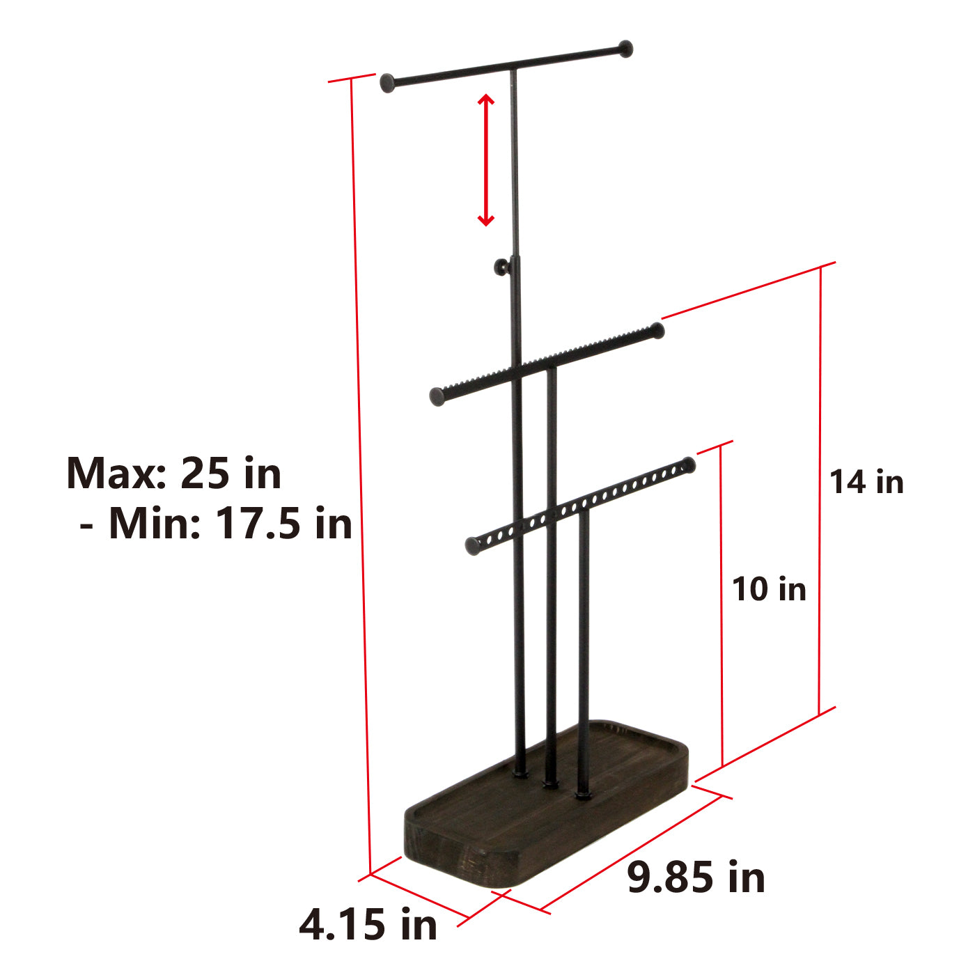 Jackcube Design Albero Portagioie Metallo Nero con Vassoio Legno