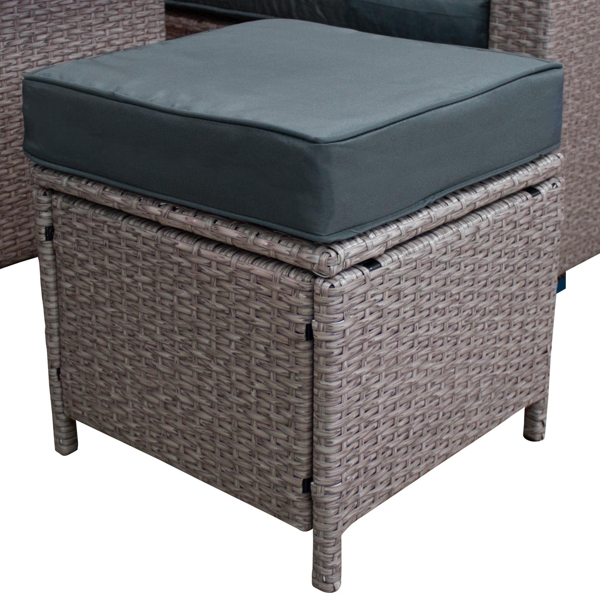 Q-Rax Set Salotto Giardino Rattan 9 Posti Grigio con Copertura