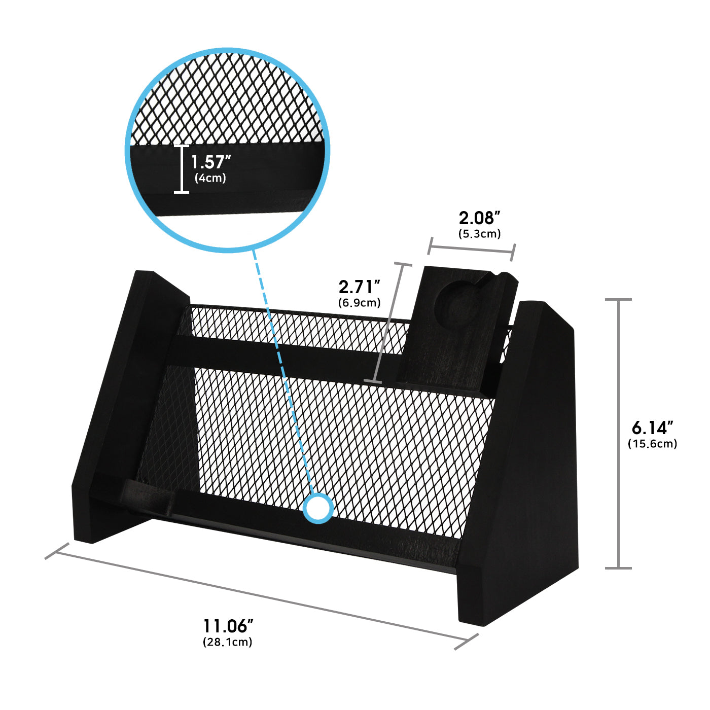 Jackcube Design Home Office docking station legno nero rete metallica