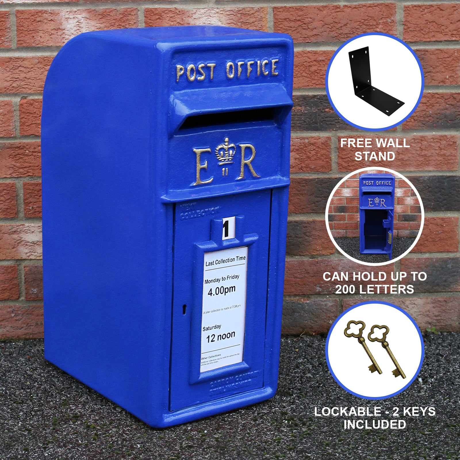 Q-Rax Accessori per la casa Britannica cassetta postale blu ghisa