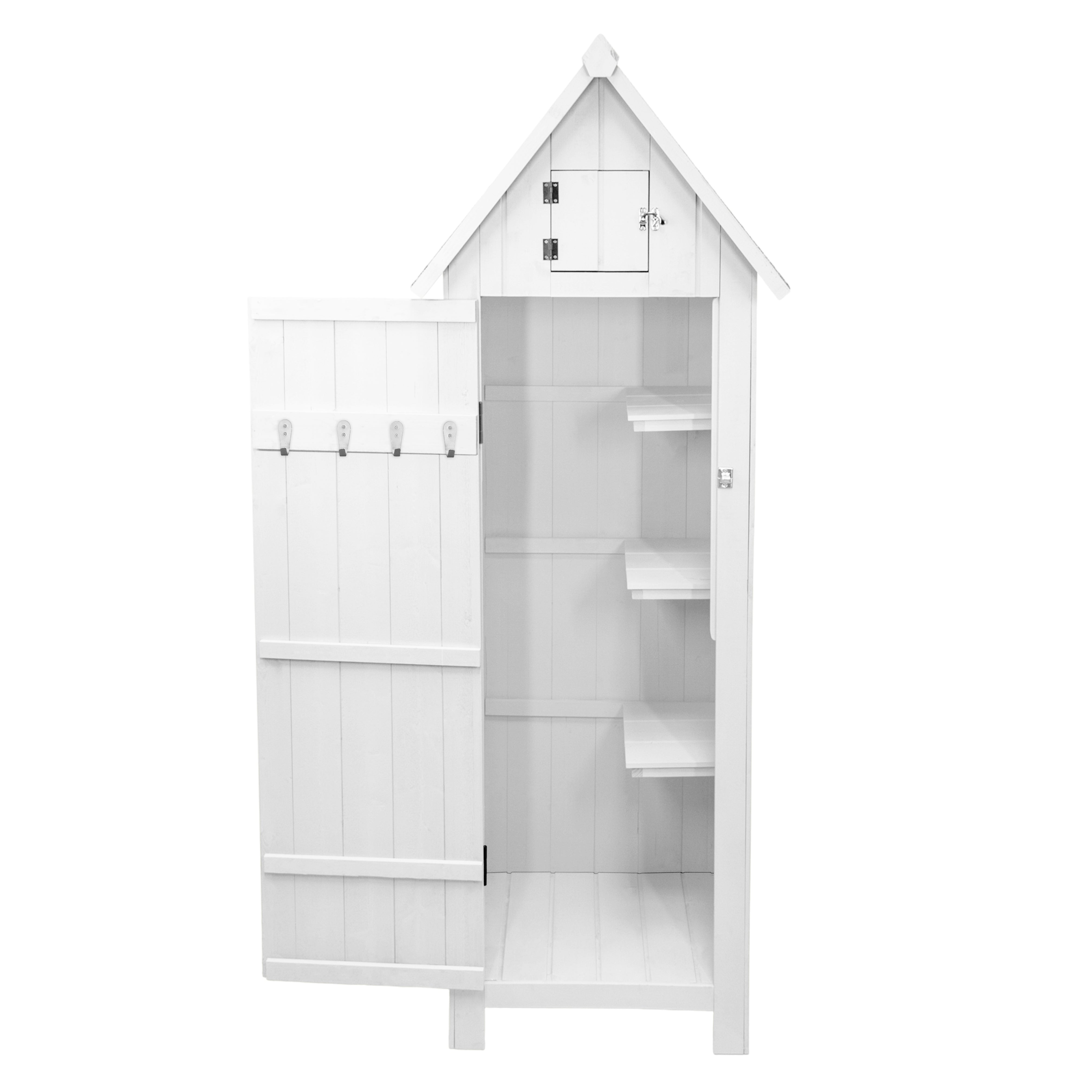 Q-Rax Casetta Capanno Giardino Legno Bianco con Mensole