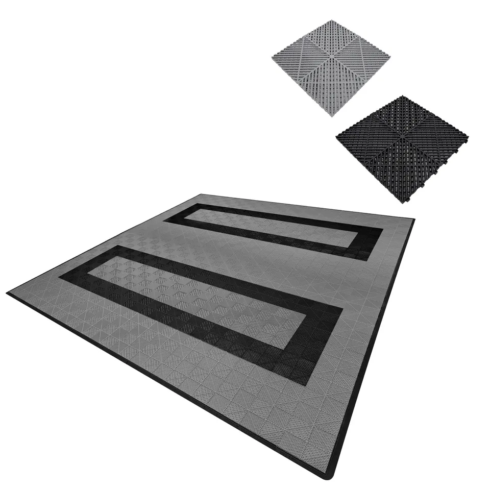 Q-Rax Piastrelle Ventilate pavimento garage 6x6m 165 grigie 60 nere