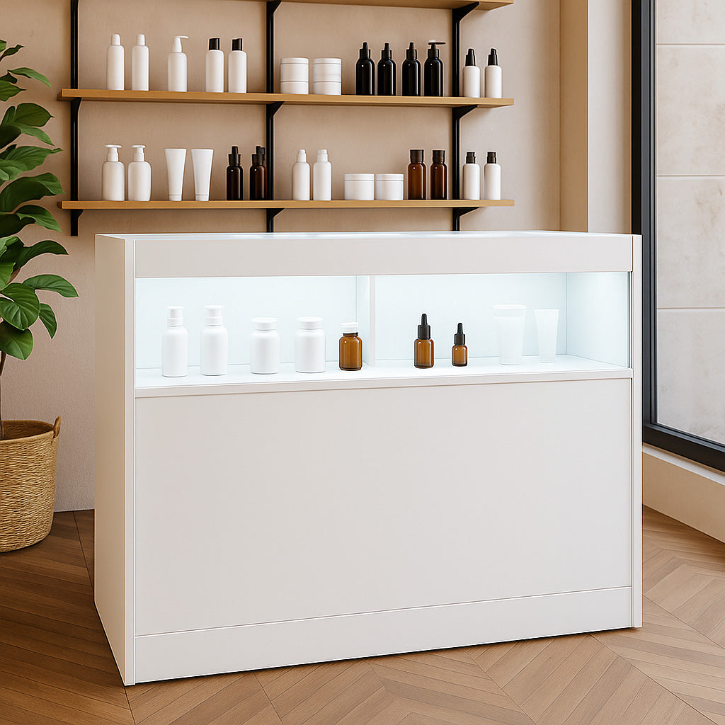 Q-Rax Banconi Negozio B1200 Bancone Vetrina LED Bianco 120cm