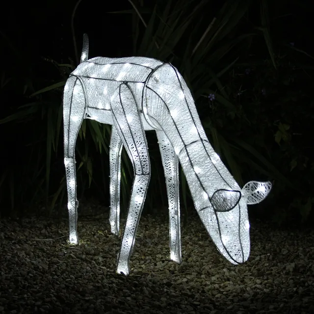 Q-Rax Renna Natale Luminosa Femmina Bianca 120 LED IP44 da Esterno