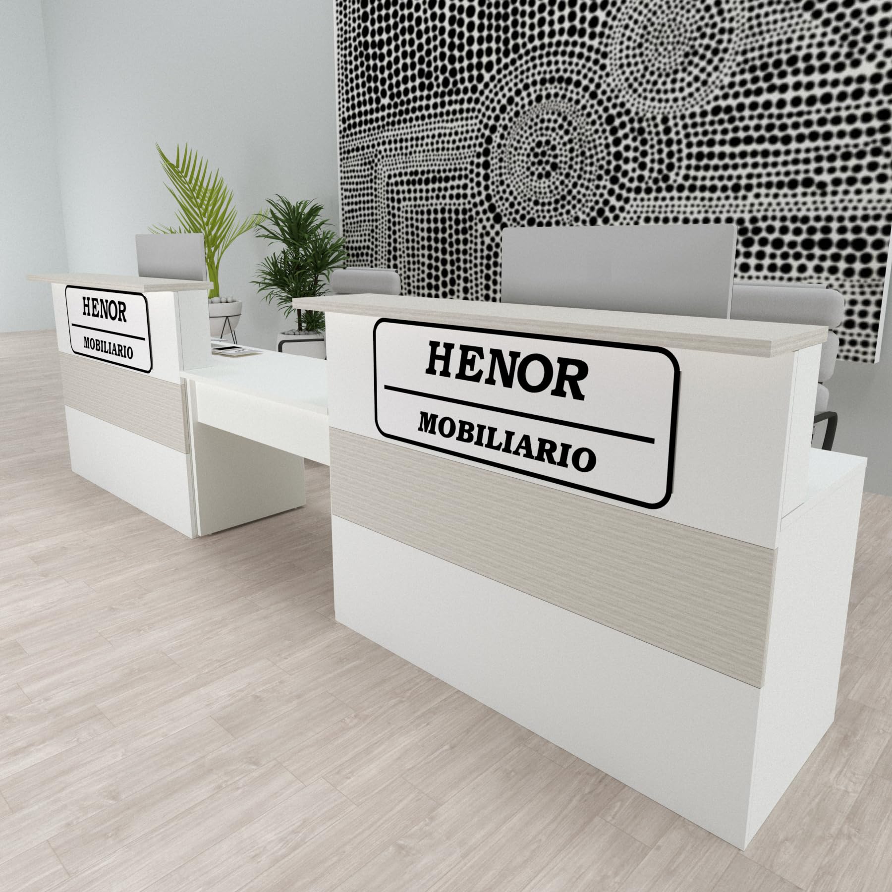Henor Cidacos Bancone Reception 120 cm Bianco Quercia Stel