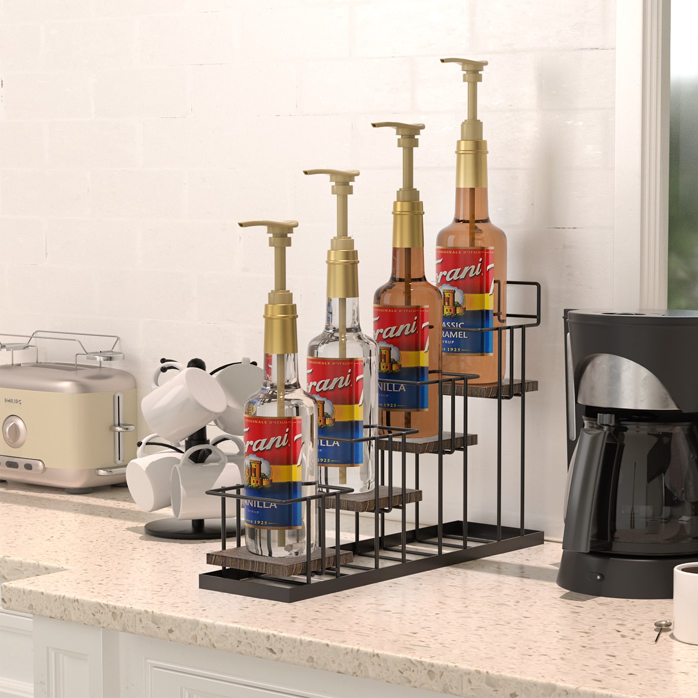 Jackcube Design Kitchen portabottiglie 4 livelli 4 bottiglie legno