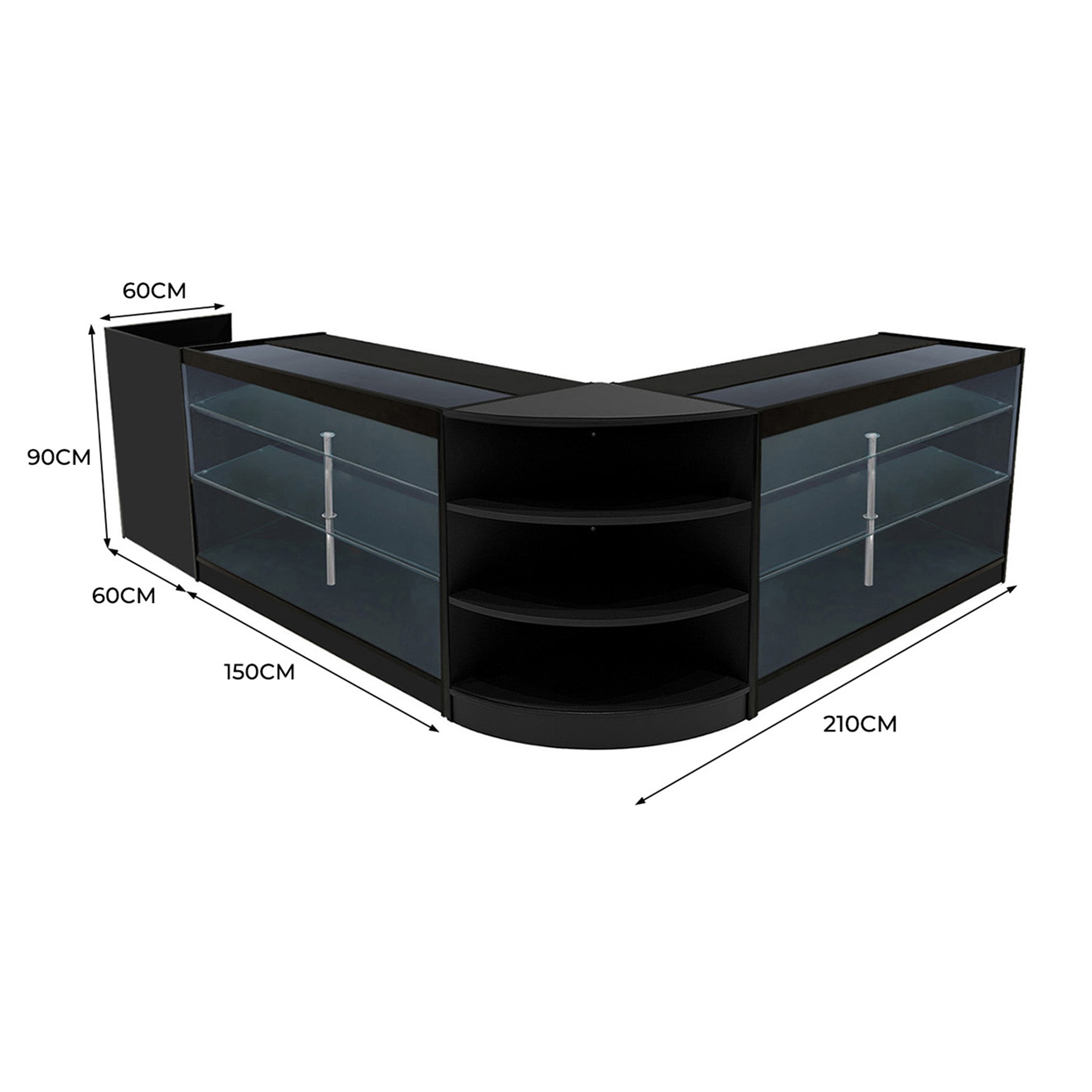 Q-Rax Banconi Negozio Set Astro LED Nero K1500 LM60 TB60