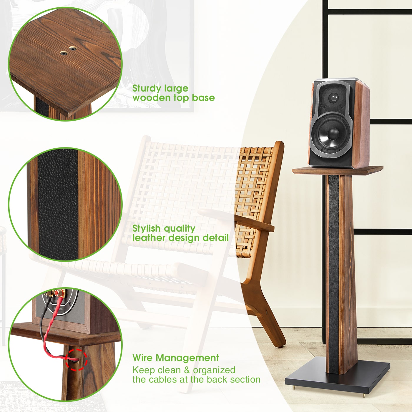 Jackcube Design Home Office Supporto Diffusori Legno Set 2 Pezzi