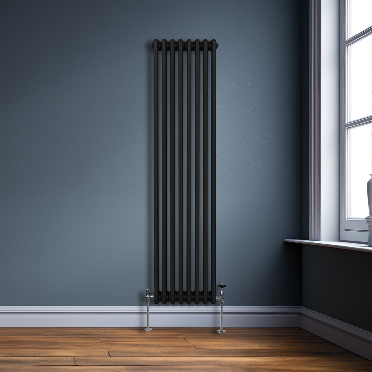 Q-Rax Radiatori Tradizionali 1800x382 mm Termosifone Nero 3 Colonne