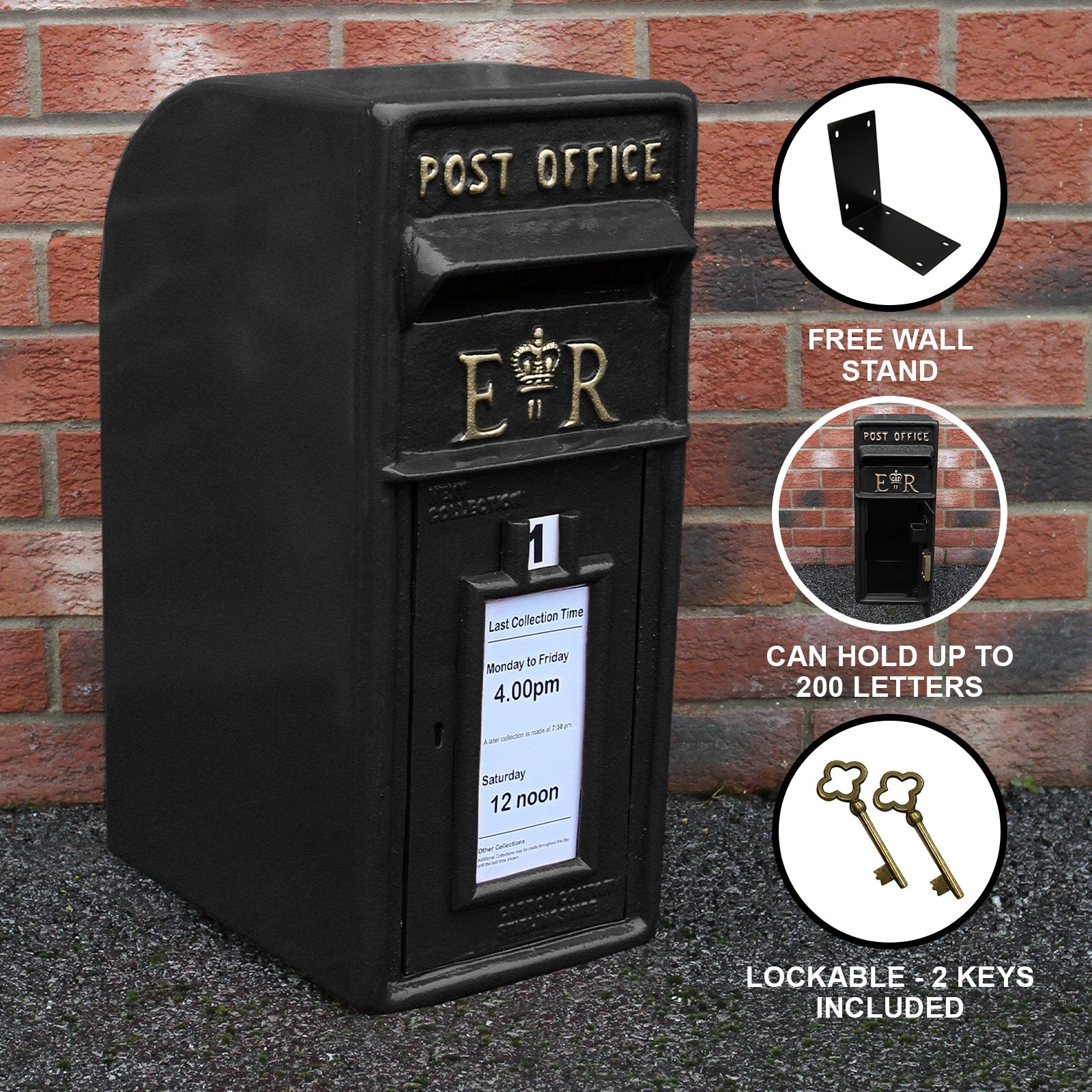 Q-Rax Cassetta Postale Britannica Nera buca lettere ghisa