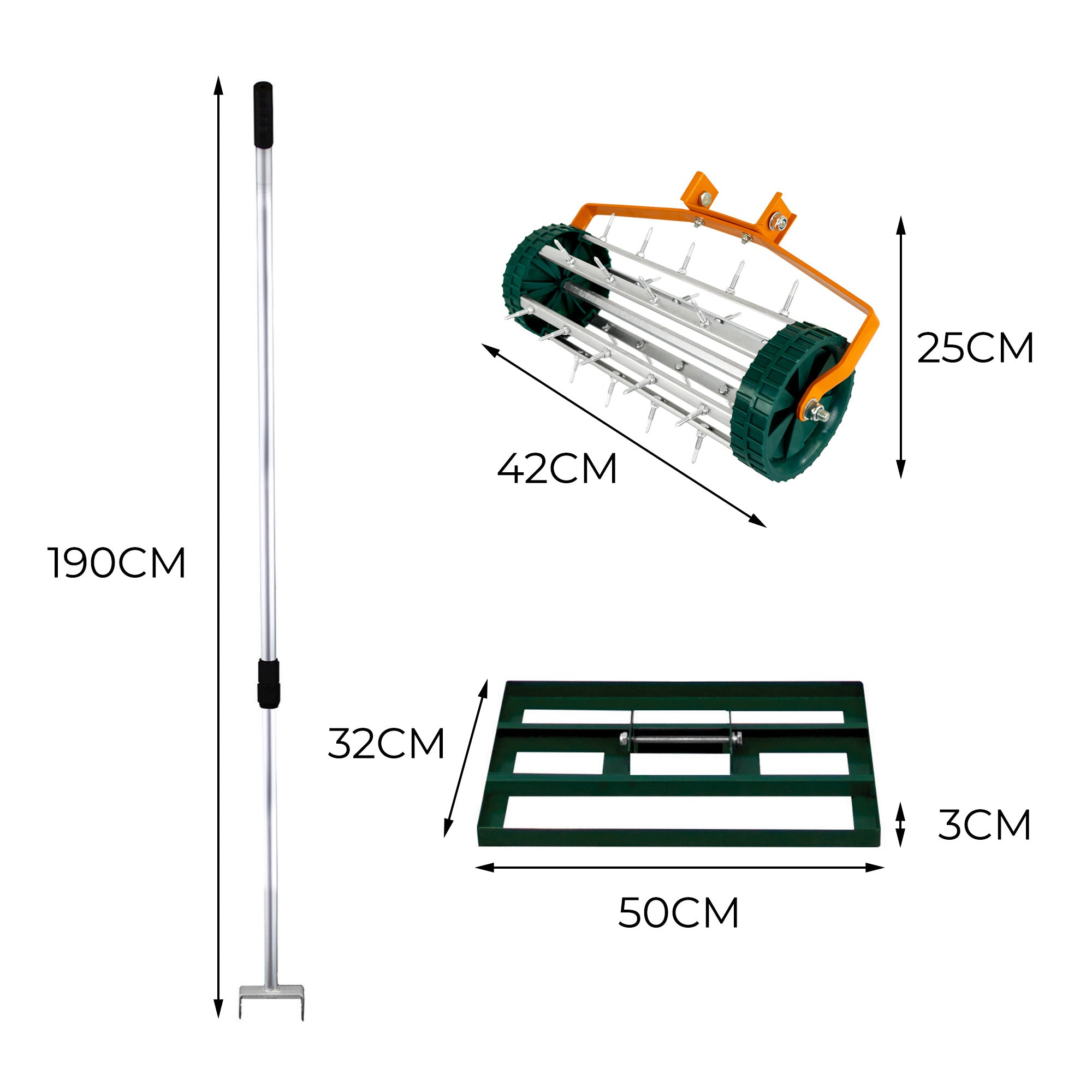 Q-Rax Set 2-in-1 Arieggiatore Livellatore Prato 50 cm Verde