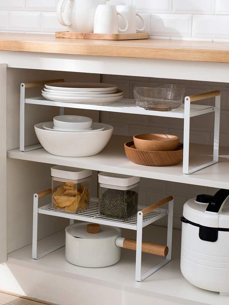 HGYZE Mensole Impilabili Cucina 50x21x20 cm bianco metallo