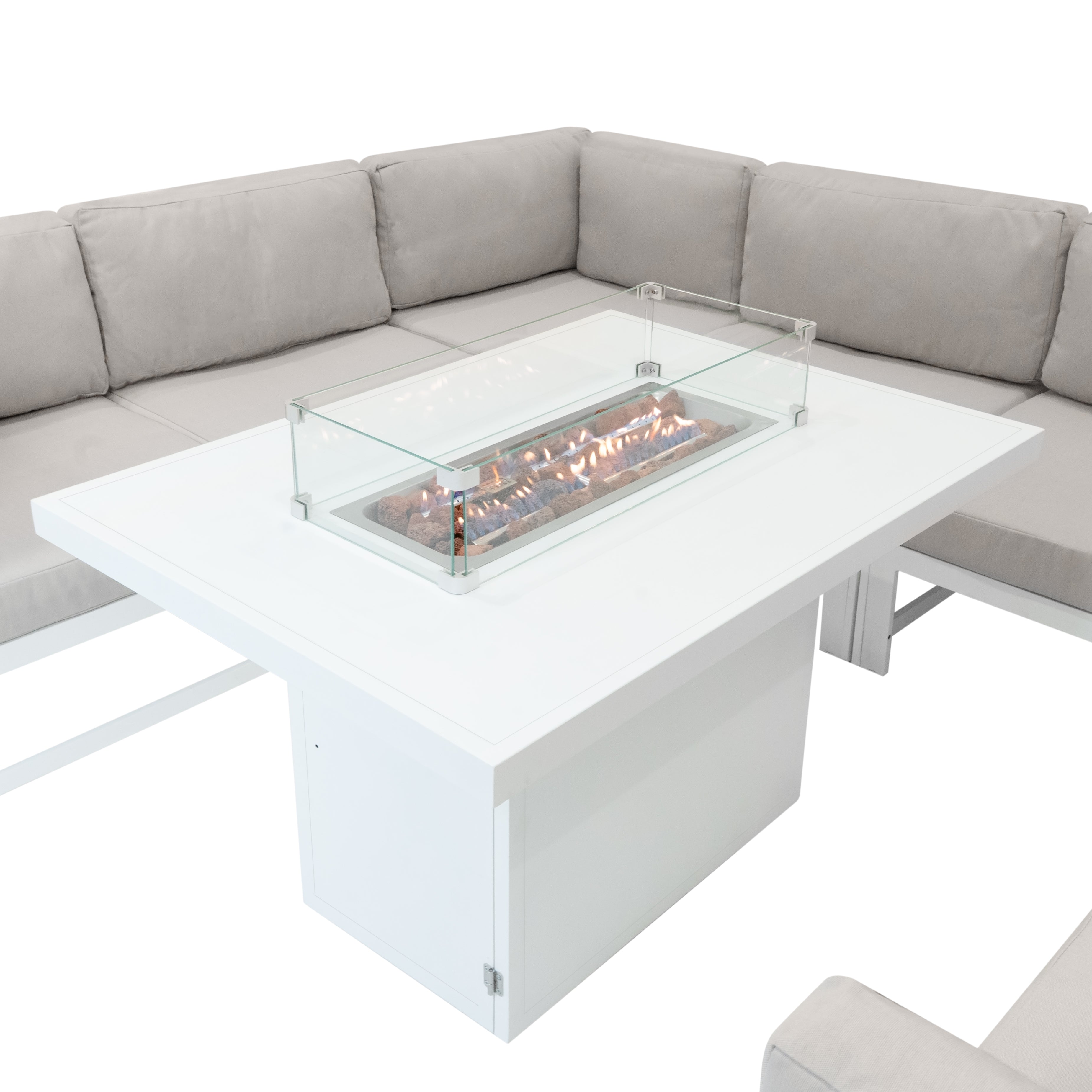 Q-Rax Set Mobili Giardino Modulare 8 Posti Bianco con Braciere
