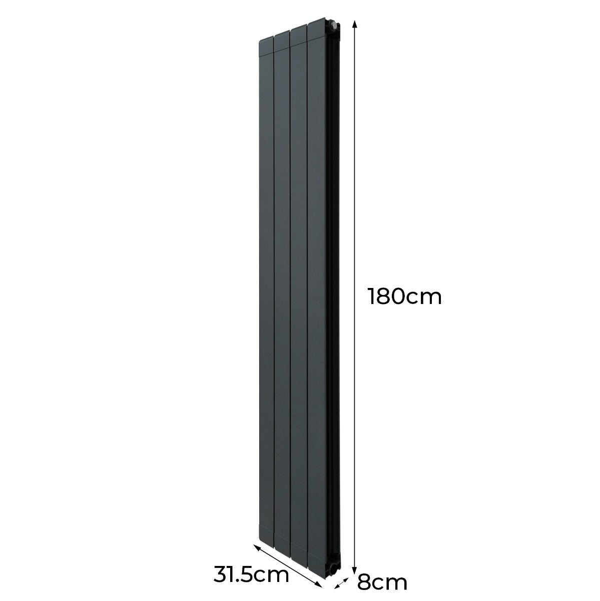 Q-Rax Radiatore Alluminio 1800x315 Antracite Valvole