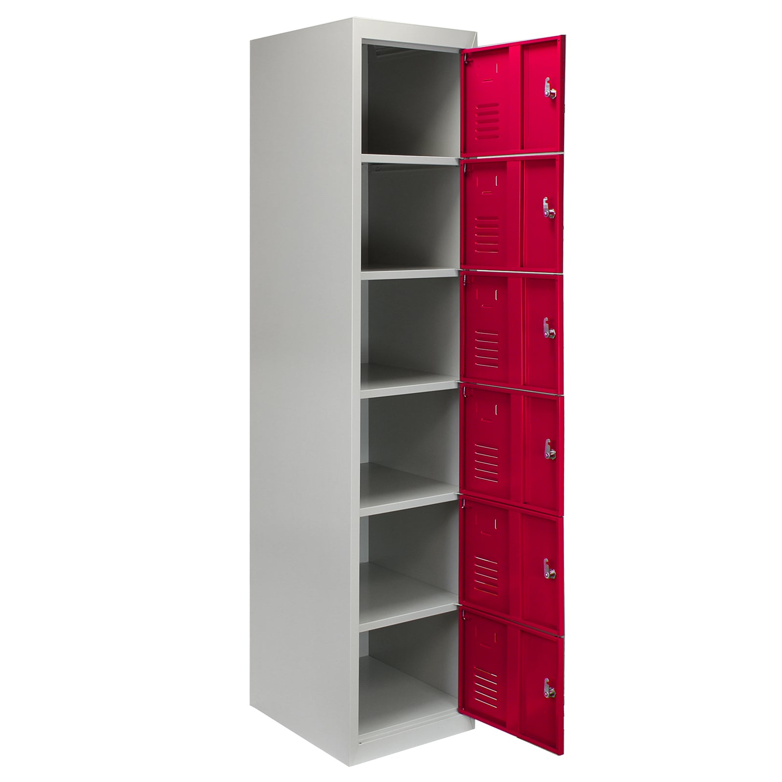 Q-Rax Armadietto 6 Porte Rosse Acciaio 38x45x180 cm Scuola