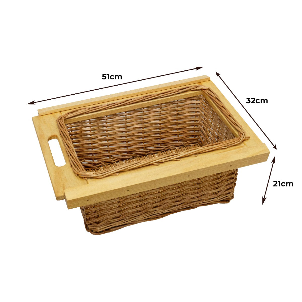 Q-Rax Cestelli Cucina Vimini 40 cm Marrone 2 Cesti con Binari