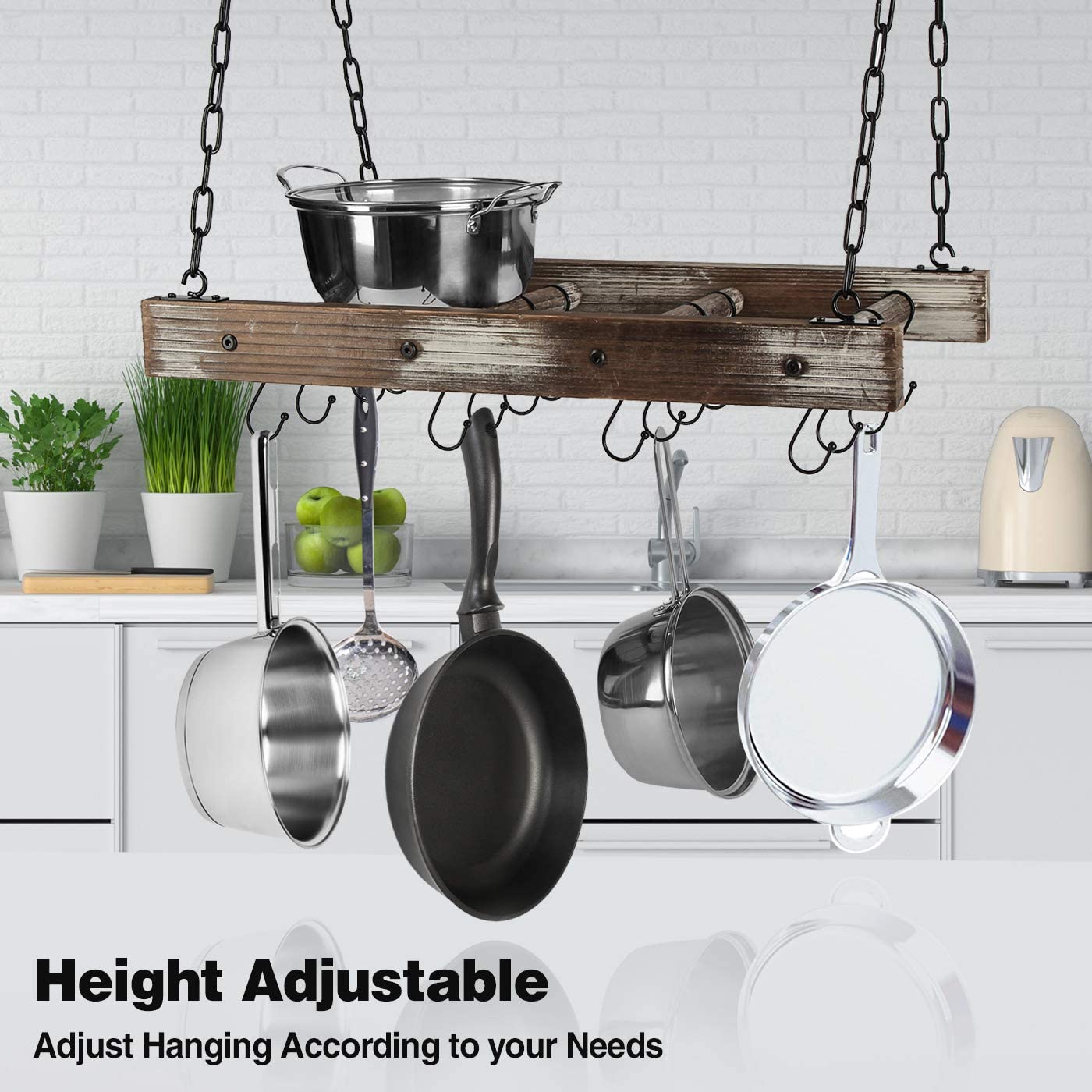 Jackcube Design Kitchen appendipentole da soffitto legno 16 ganci