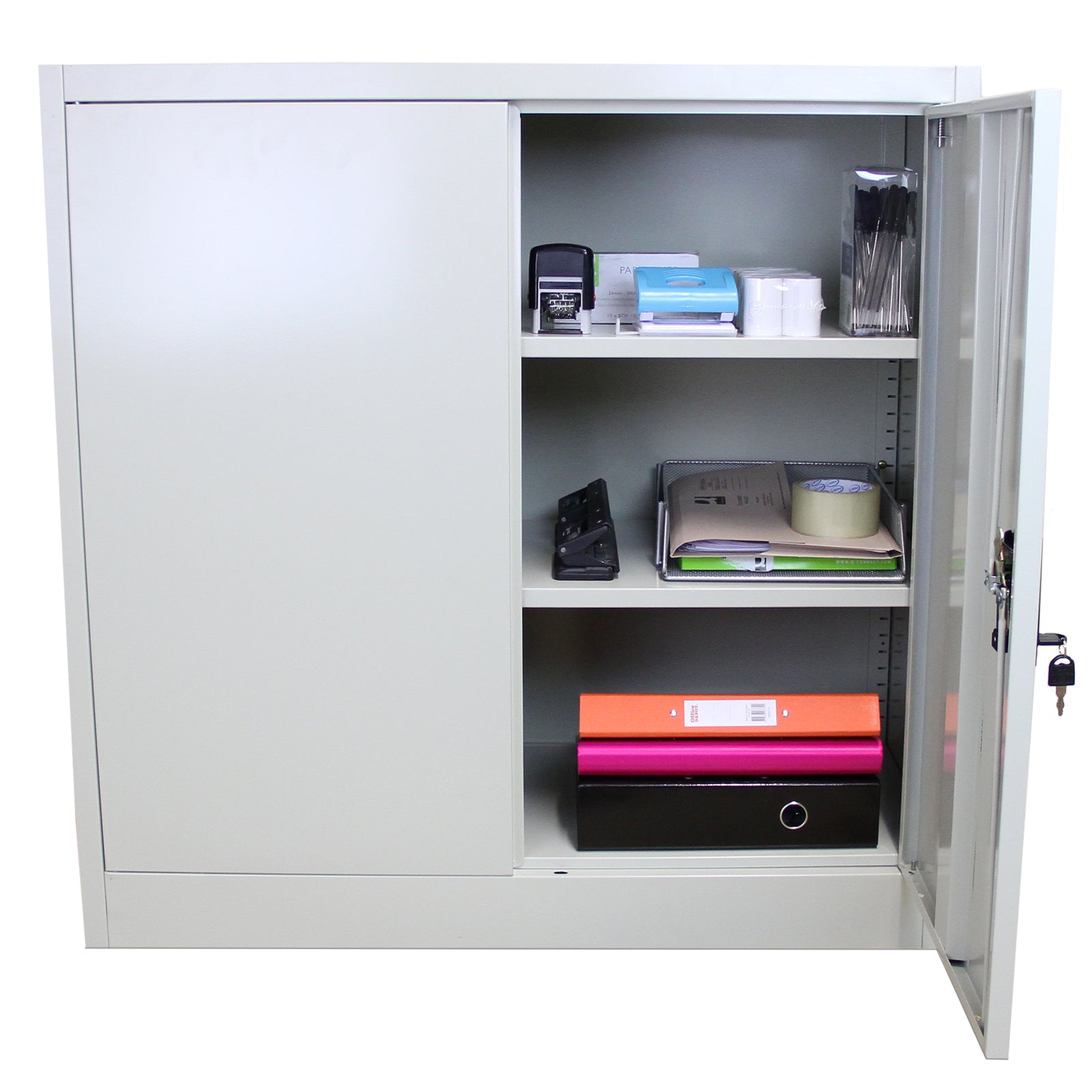 Q-Rax Armadietto Acciaio Grigio 90x90x40 cm Mobile 2 Ante