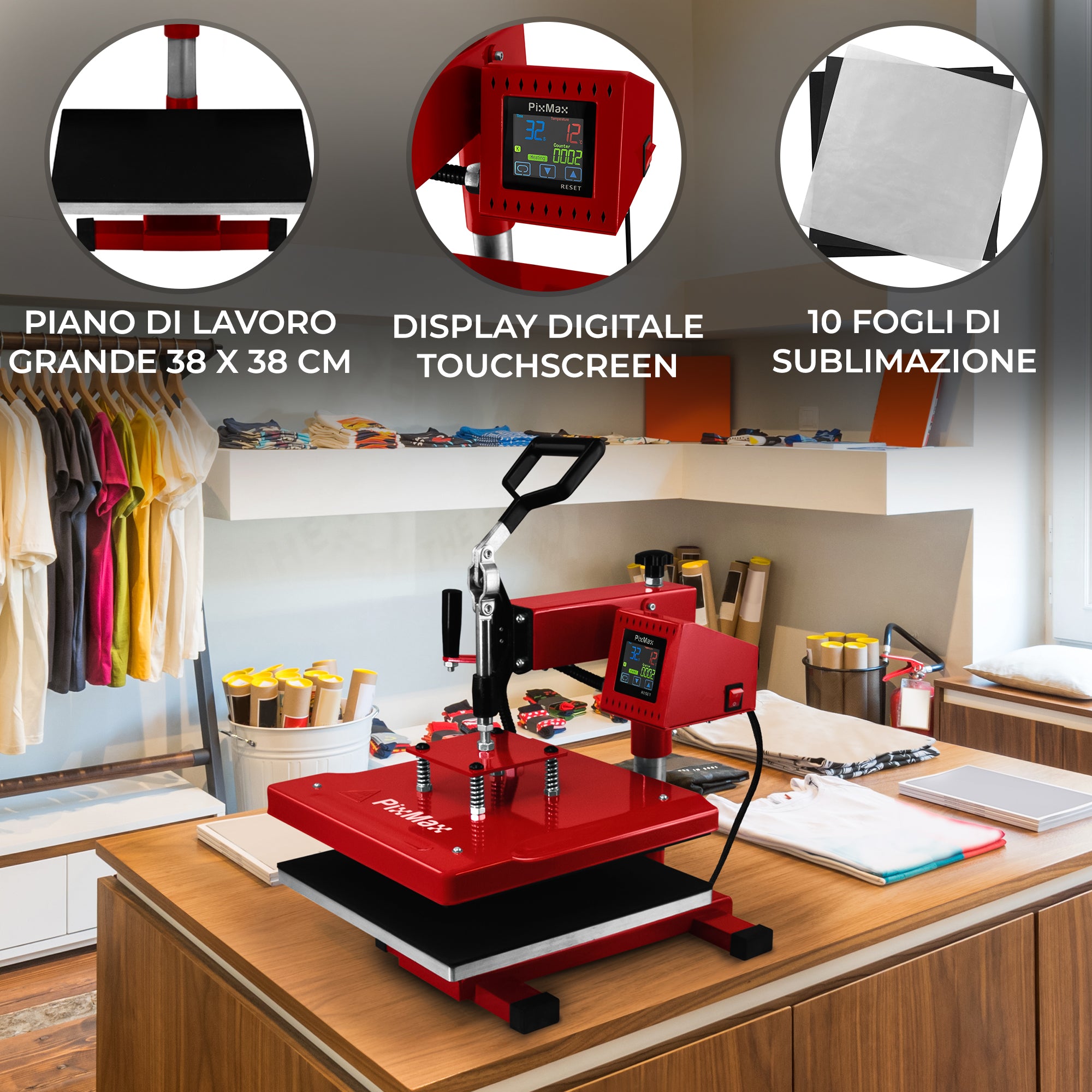 Q-Rax Pressa Termica 38x38cm per Magliette e Sublimazione