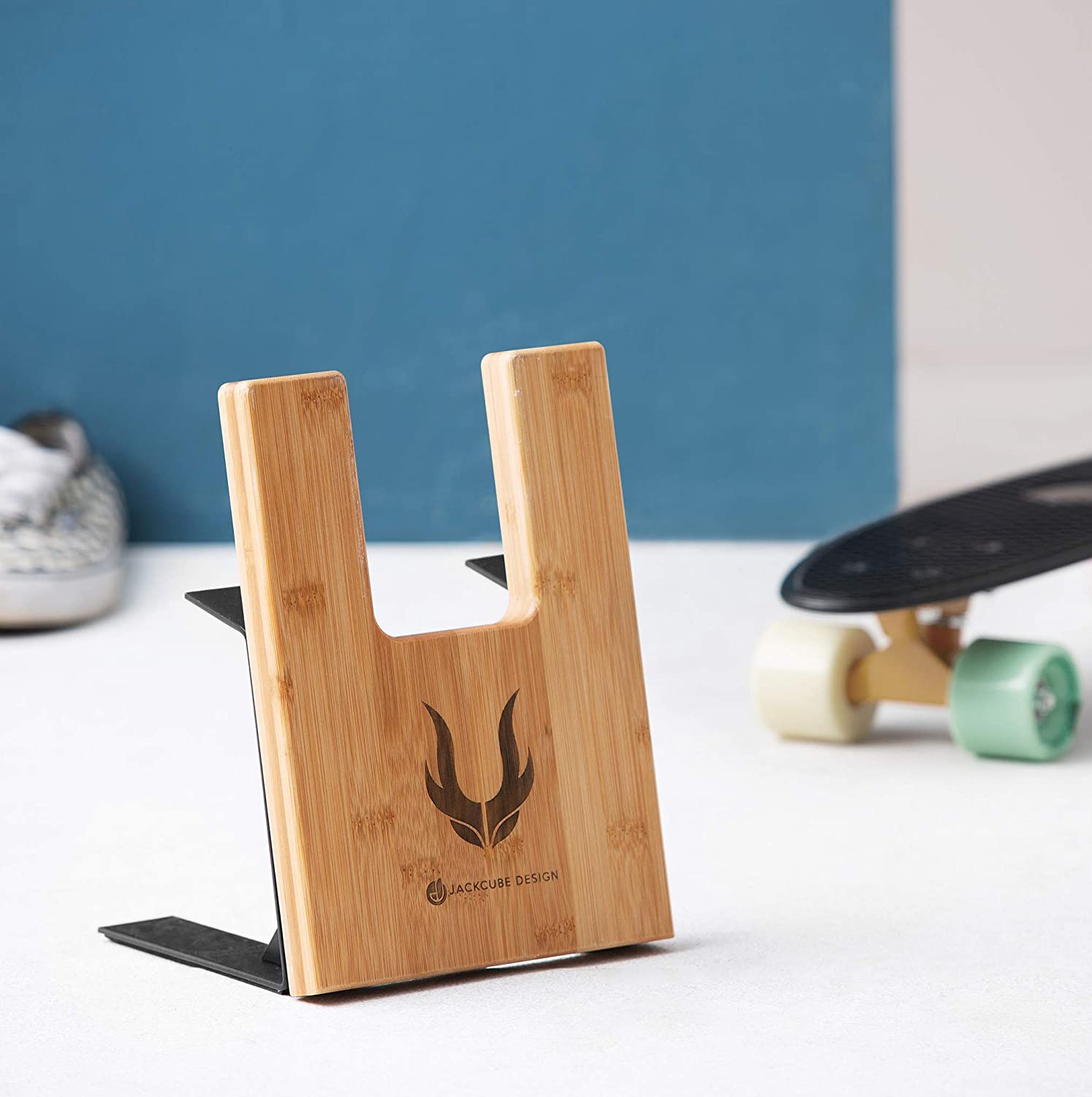 Jackcube Design Porta Skateboard Supporto Legno Metallo Portatile