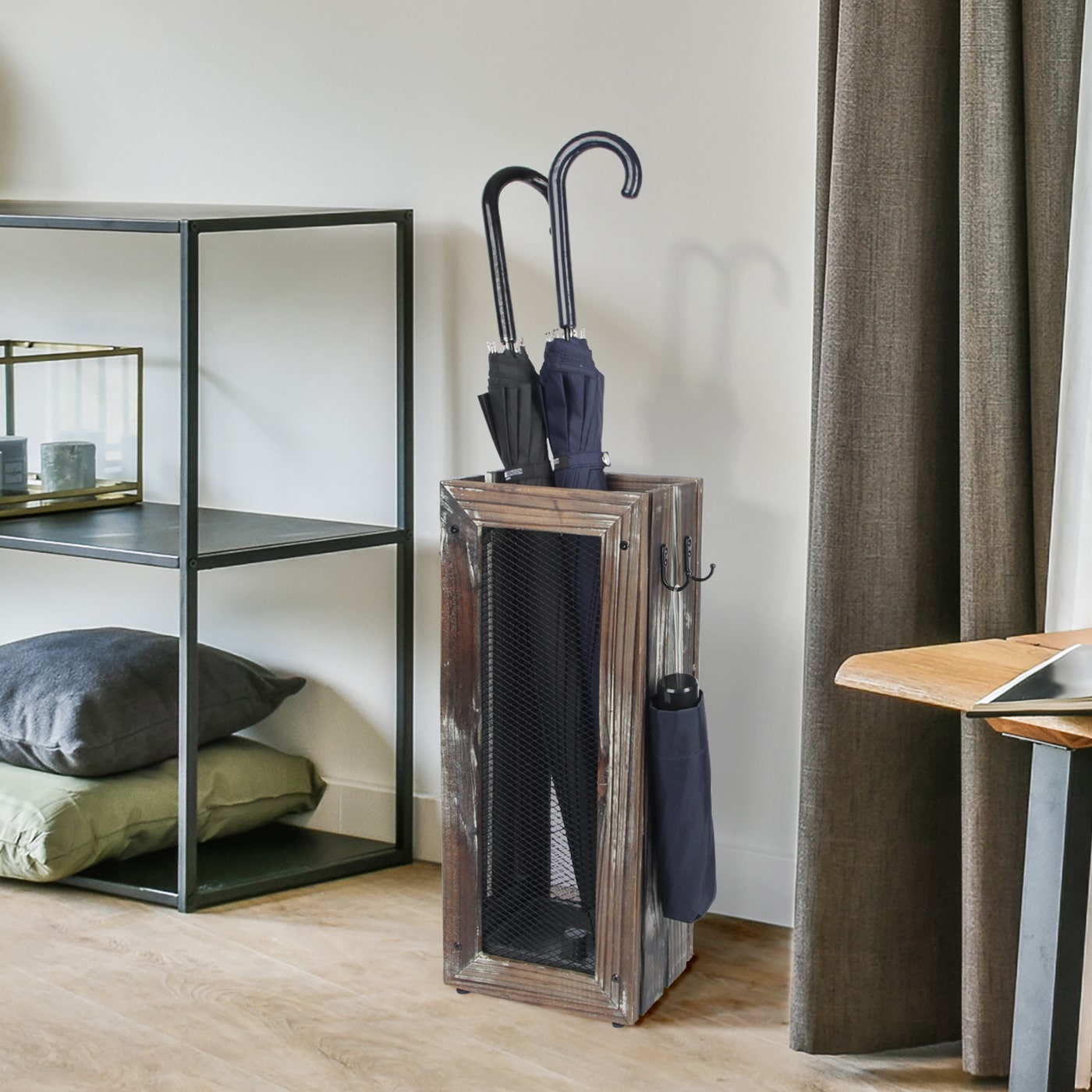 Jackcube Design Entryway Portaombrelli Rustico 4 Ganci Legno