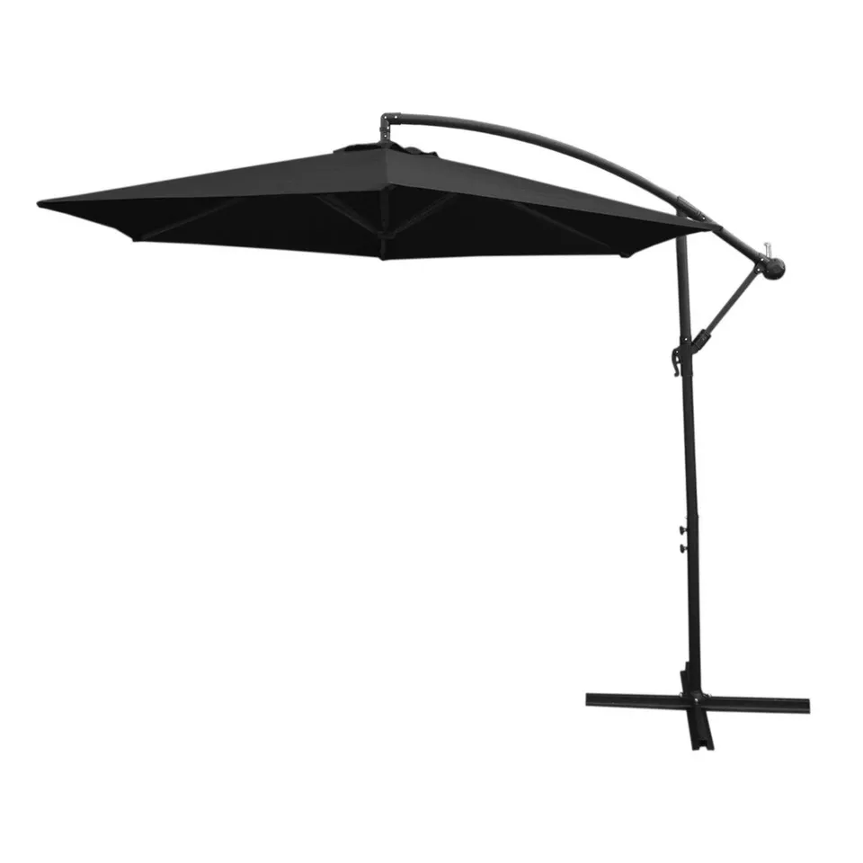 Q-Rax Mobili da Esterno Ombrellone a Sbalzo Nero 3x3 m con Base