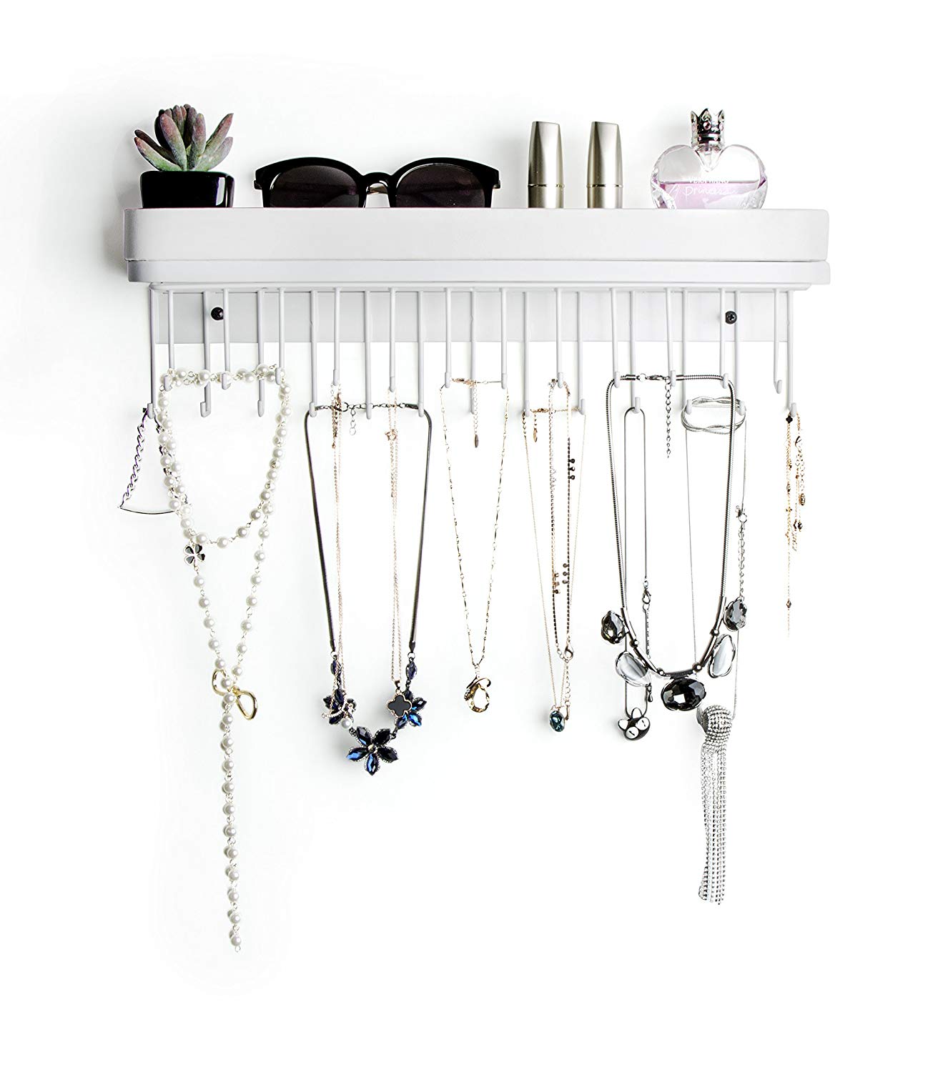 Jackcube Design Portagioie Parete Bianco 25 Ganci con Vassoio