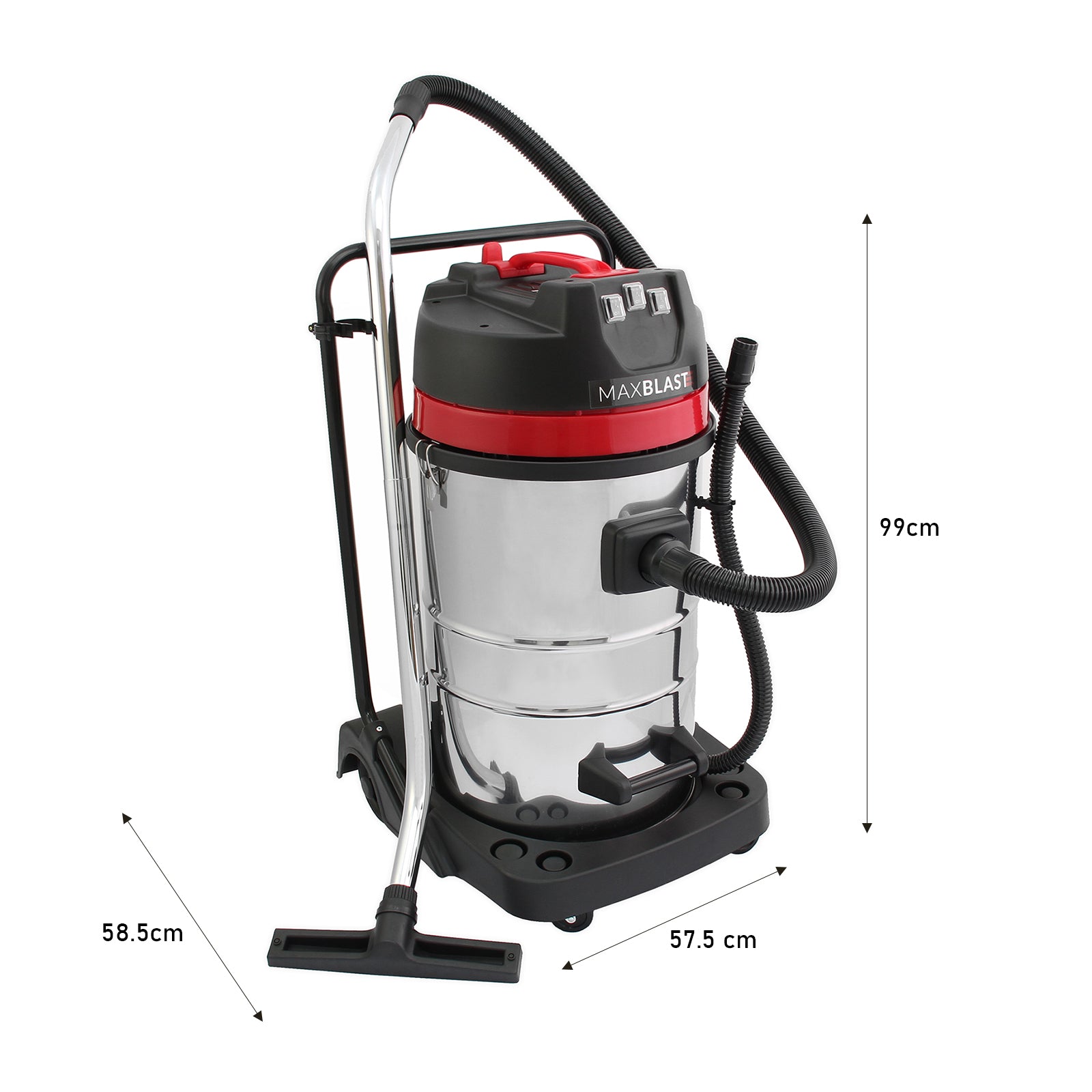 Q-Rax MAXBLAST Aspirapolvere Industriale 80L 3000W secco umido bidone