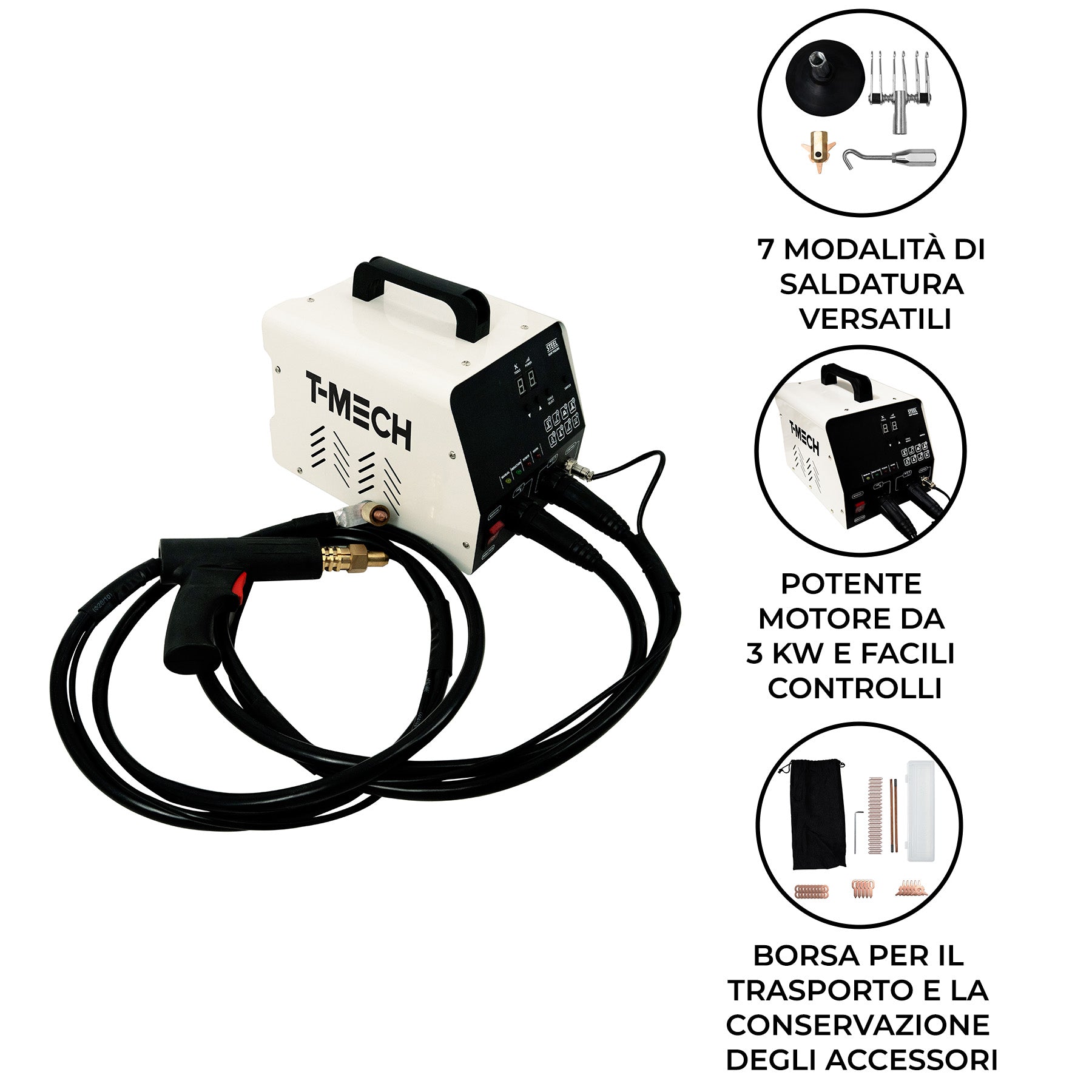 Q-Rax Saldatrice Punti Auto 3kW 7 Modalità 0,6-1,6 mm
