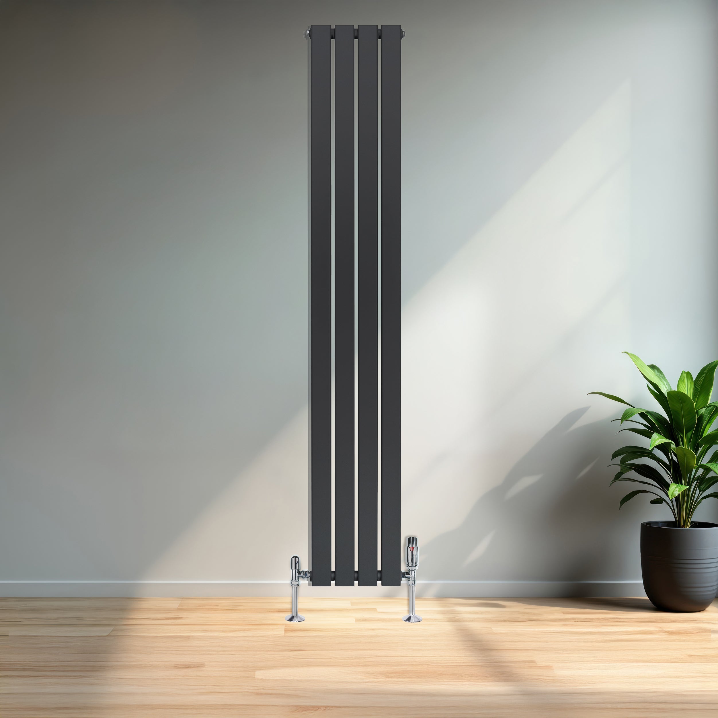 Q-Rax Radiatore Piatto Monocolonna 1800x280 mm Antracite Valvole