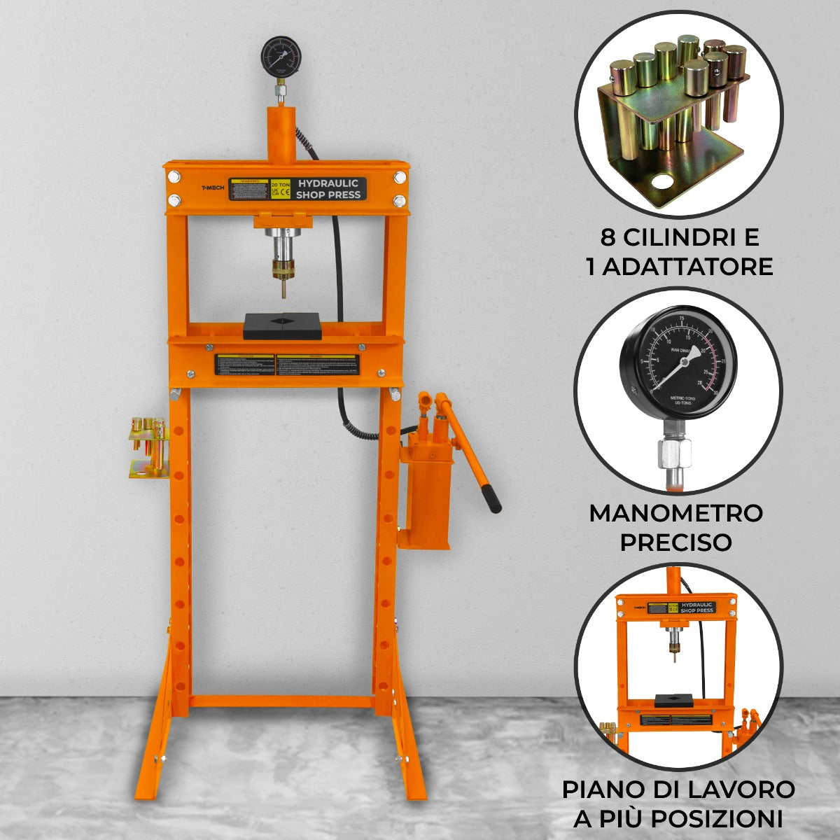 Q-Rax Commercio & Artigianato Pressa Idraulica 20 T con Manometro