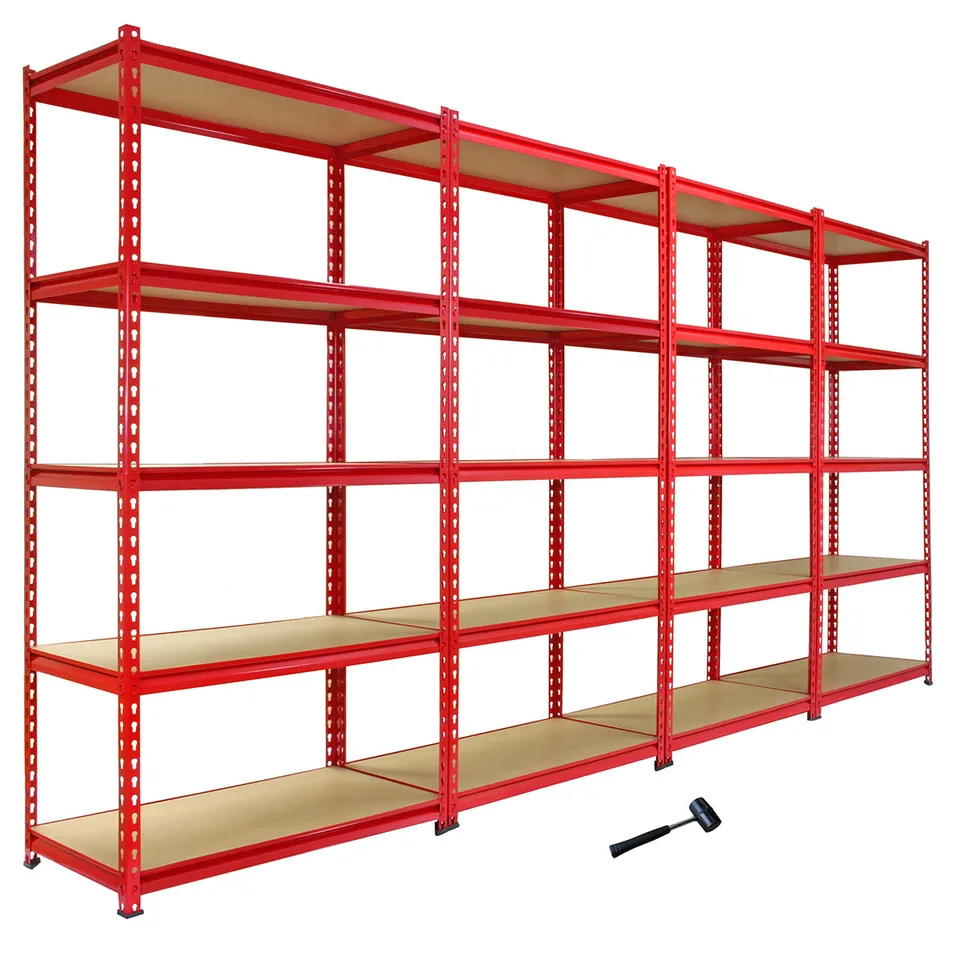 Q-Rax Z-Rax Scaffale Garage Rosso 90cm 5 Ripiani 4 Pezzi