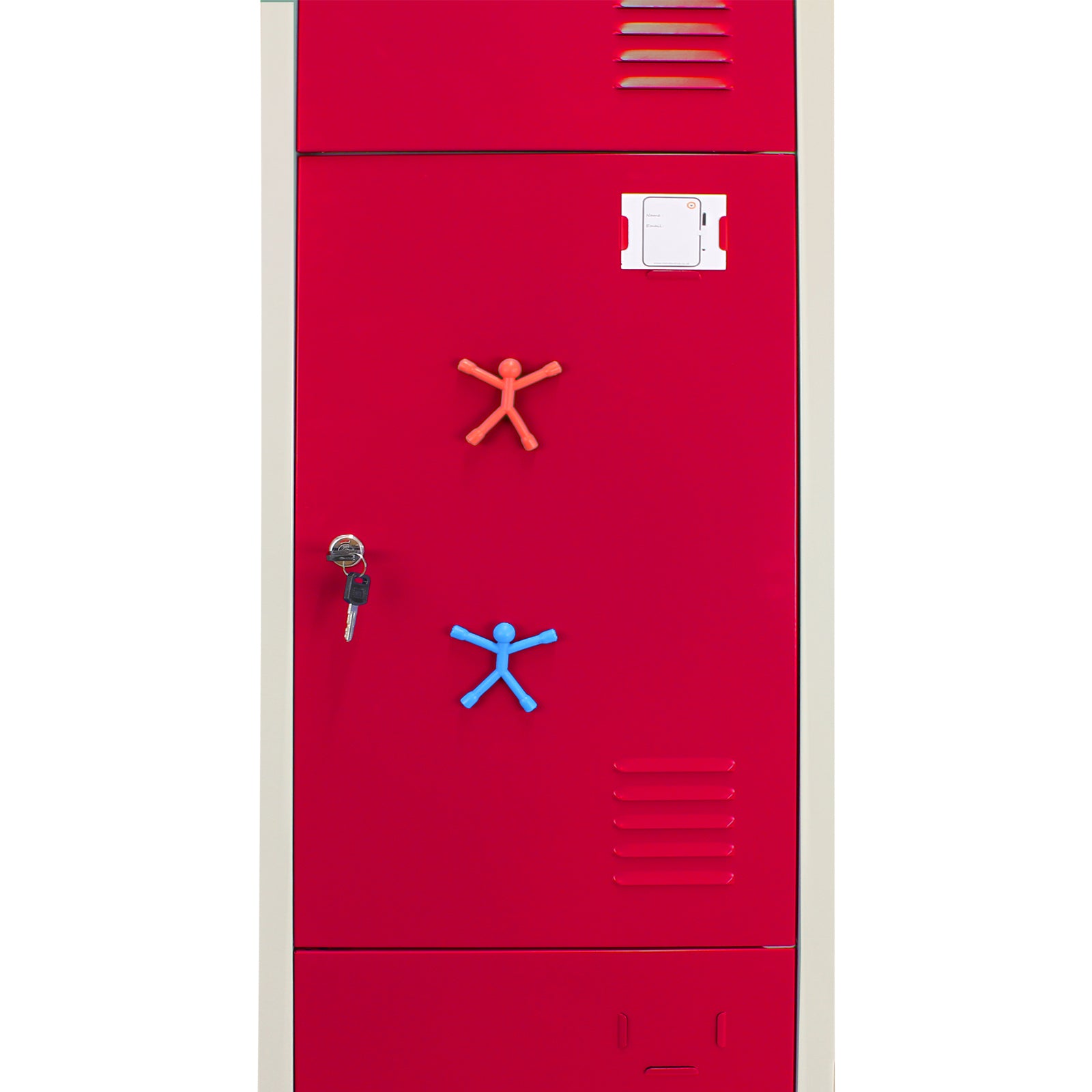 Q-Rax Armadietto Metallo 3 Porte Rosse 180 cm con Chiave