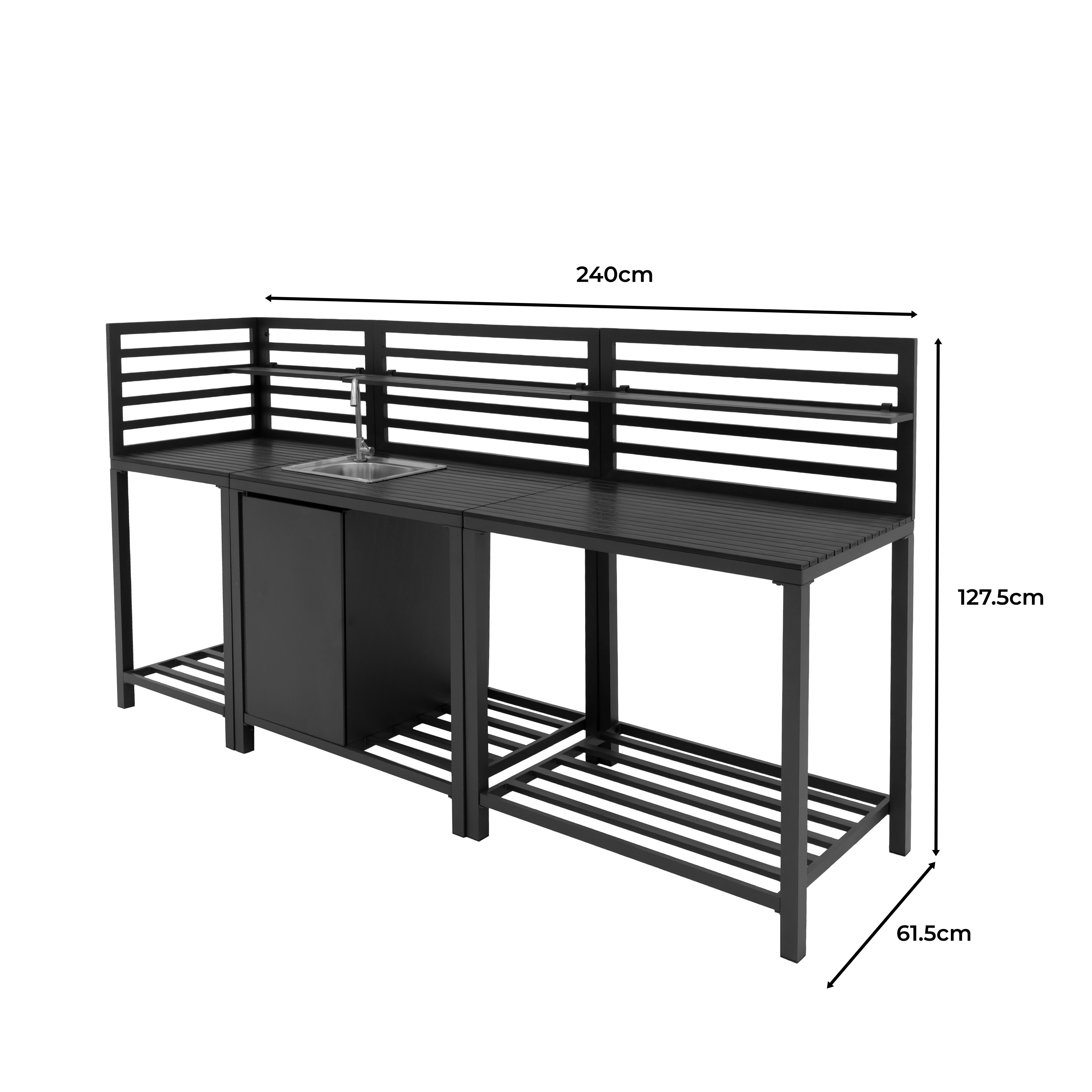 Q-Rax Mobili da Esterno Set Cucina 3 Pezzi Alluminio Antracite