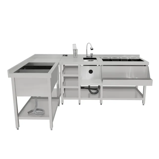 Q-Rax Postazione Cocktail Modulare Acciaio Inox con Ghiaccio