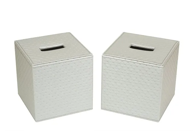 Jackcube Design Coprifazzoletti Quadrato Argento Set 2 Pezzi Pelle